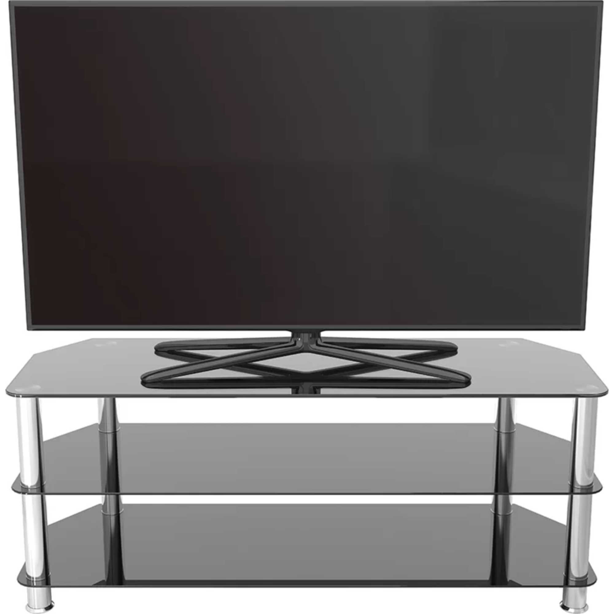 SDC1250 125cm Glass Corner TV Stand - Black & Chrome