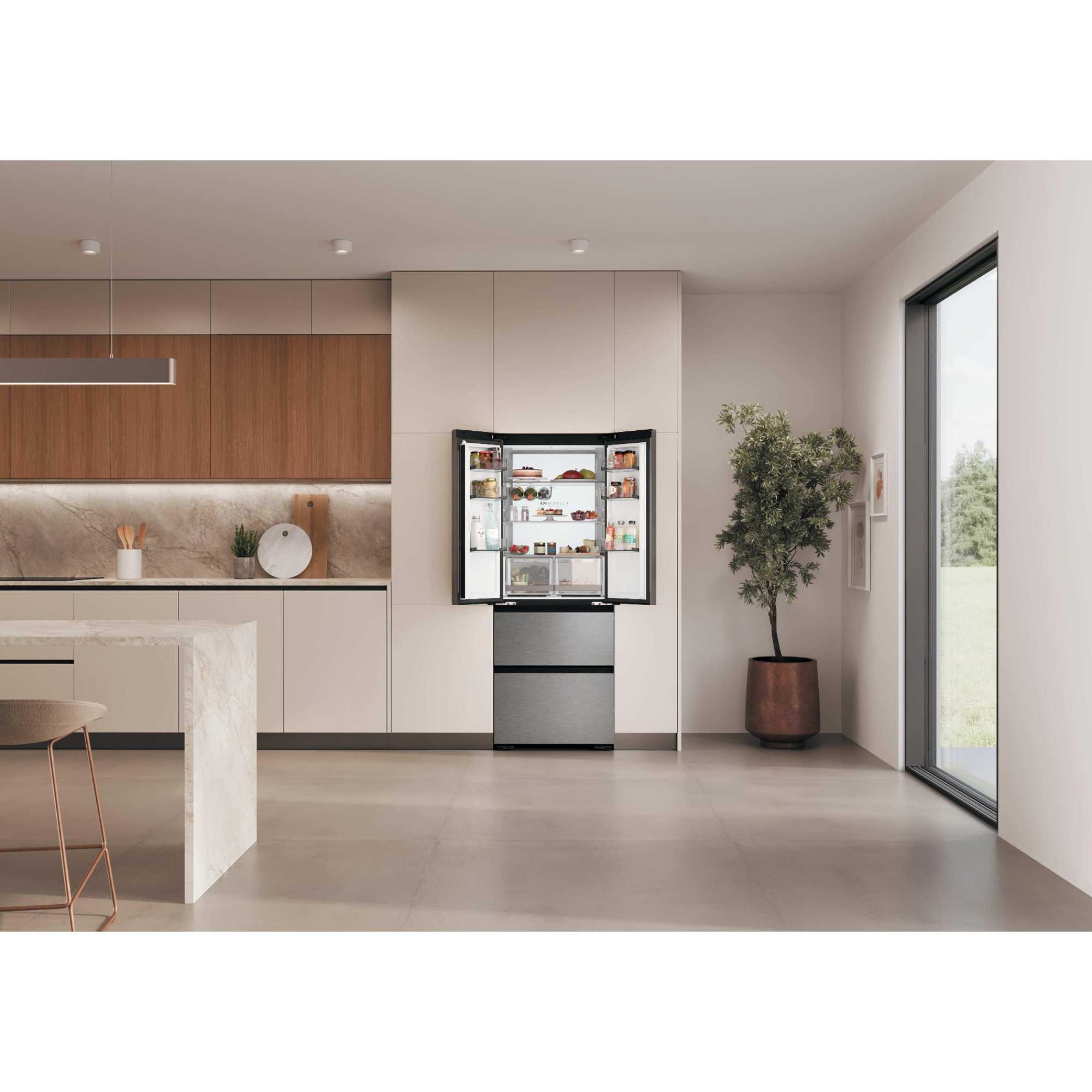 Space-Fit American Style Fridge Freezer 60/40 No Frost - Platinum Inox - HFKR5718DNMM