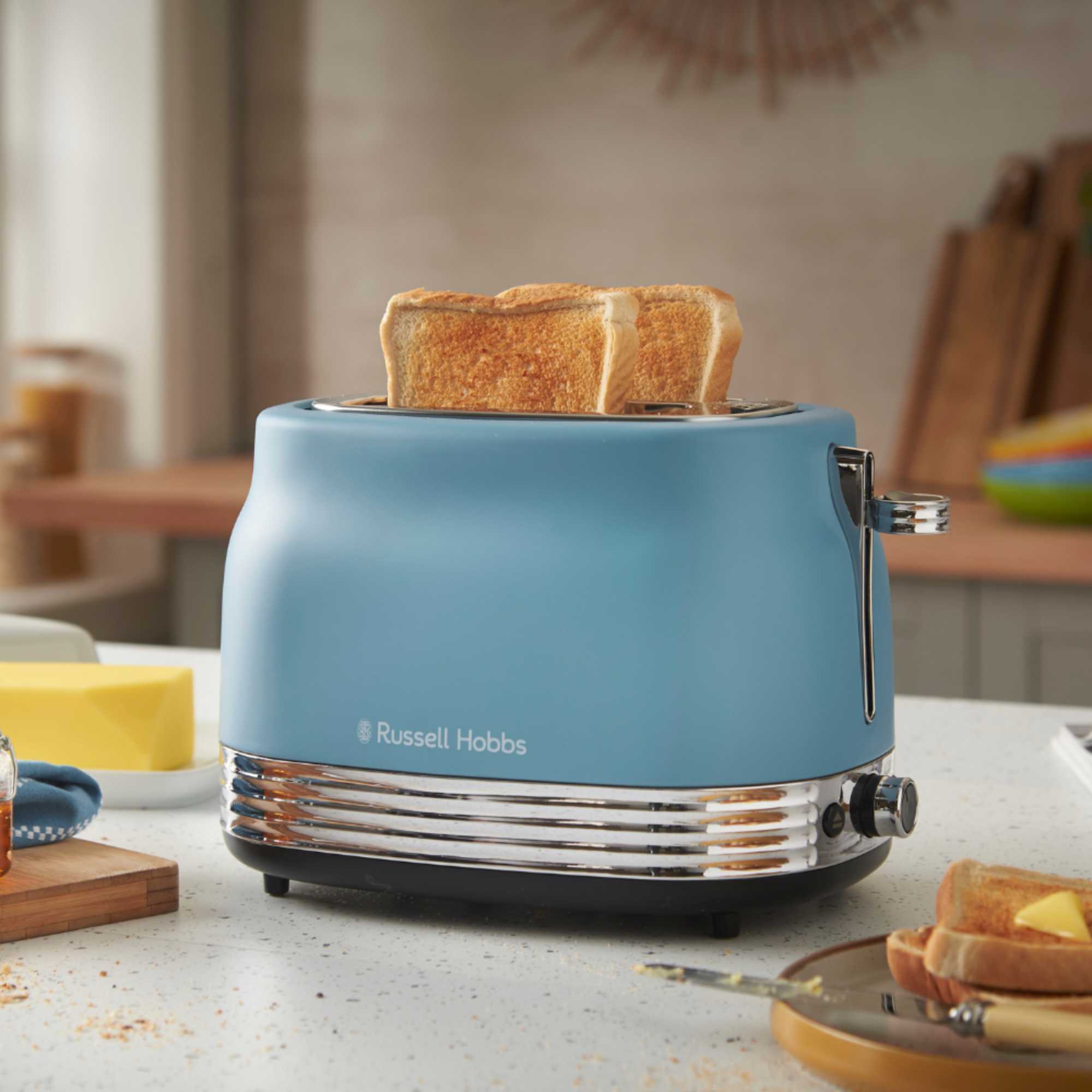 28651 Hanley 2 Slice 900W Retro Toaster - Blue