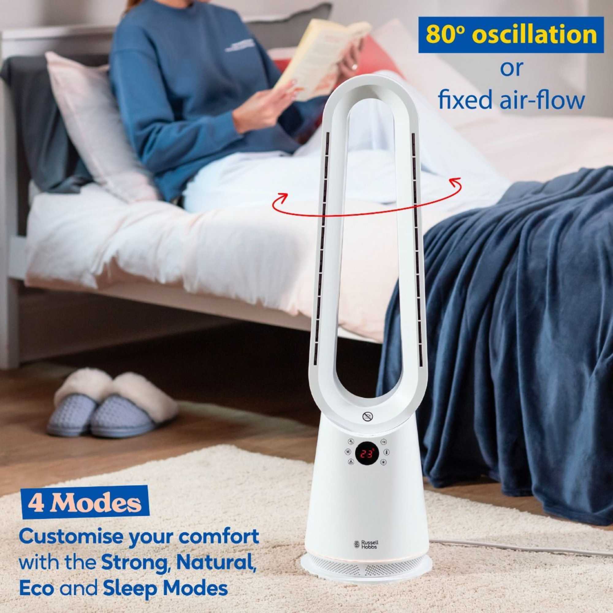 RHBHC2030W Bladeless 2KW Fan Heater With 30W Cooling Modes - White