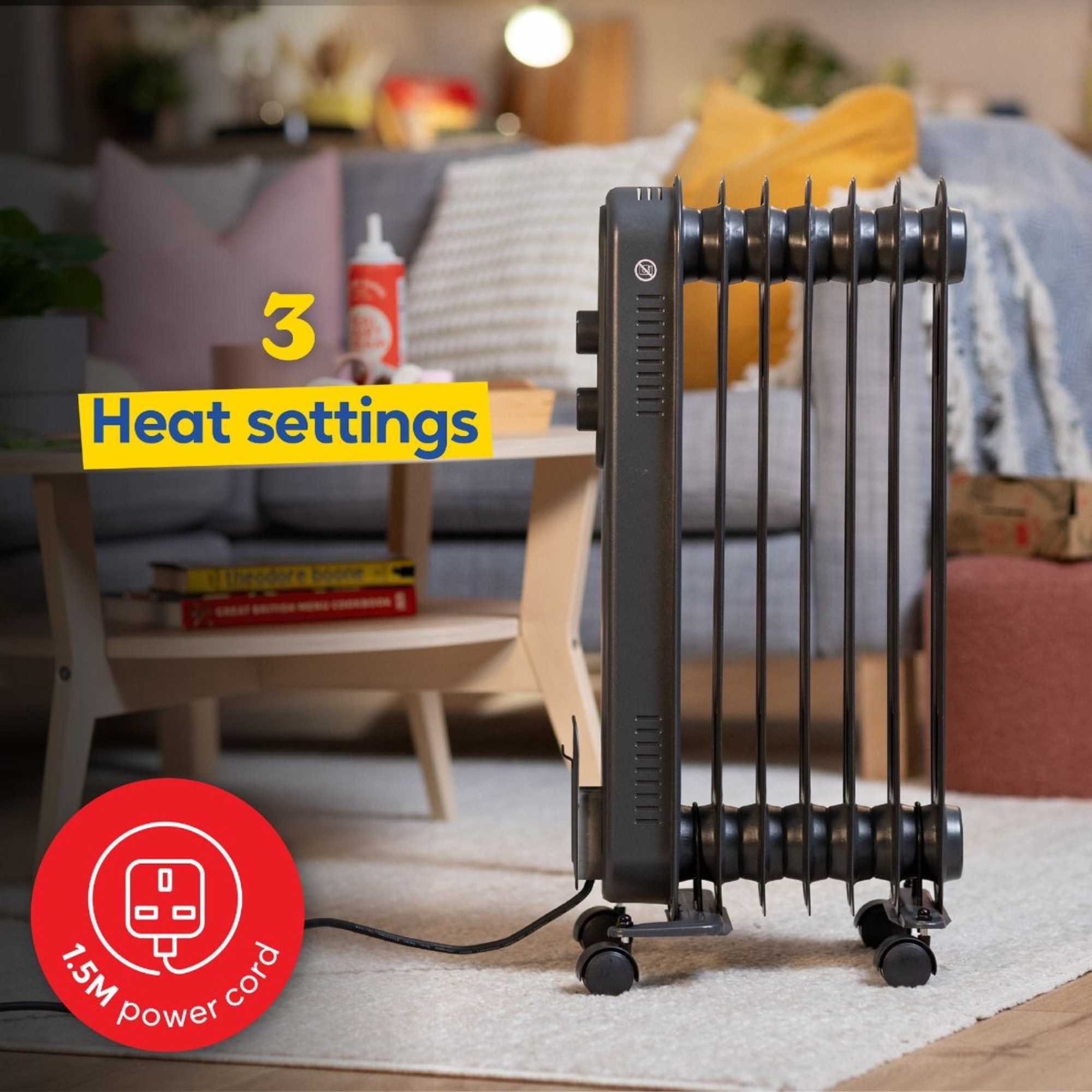 RHOFR7004A Portable Oil Filled Radiator 1.5KW 7 Fin - Anthracite