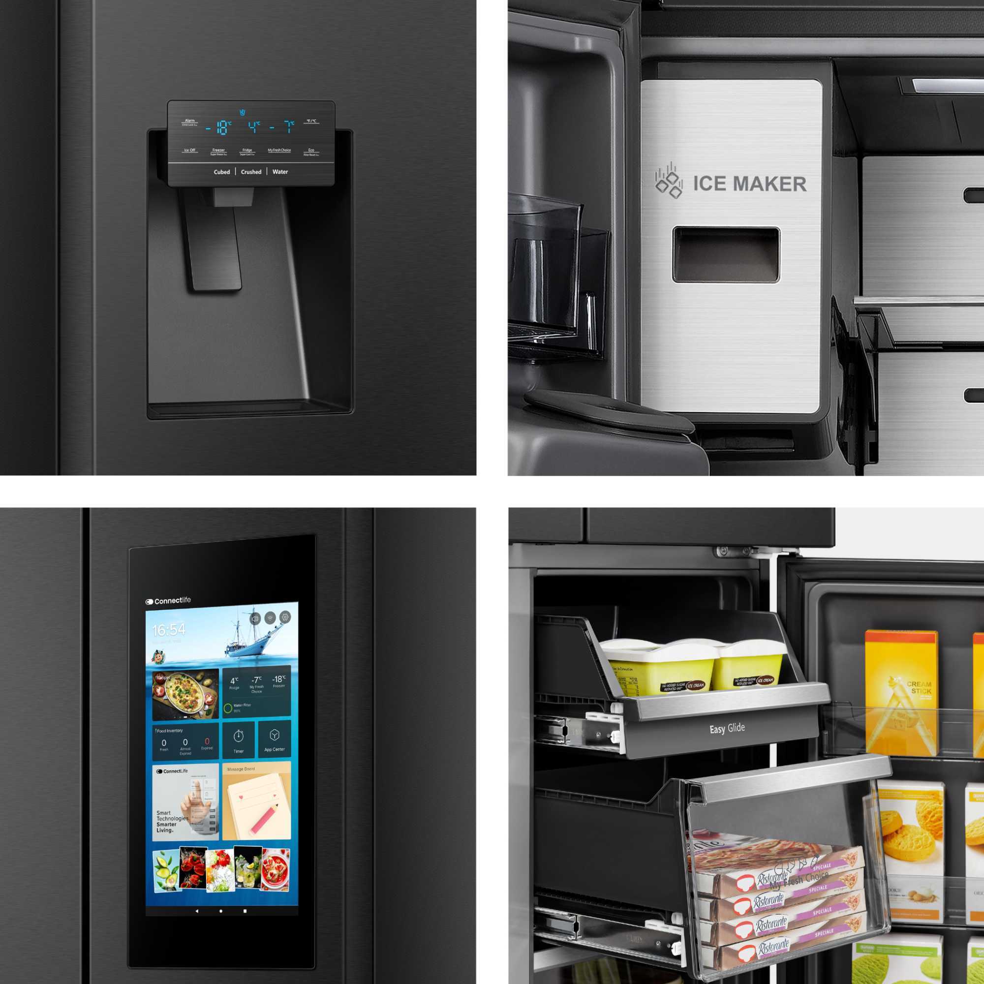 RQ760N4IFE Cross Door American Style Smart Display Fridge Freezer - Black
