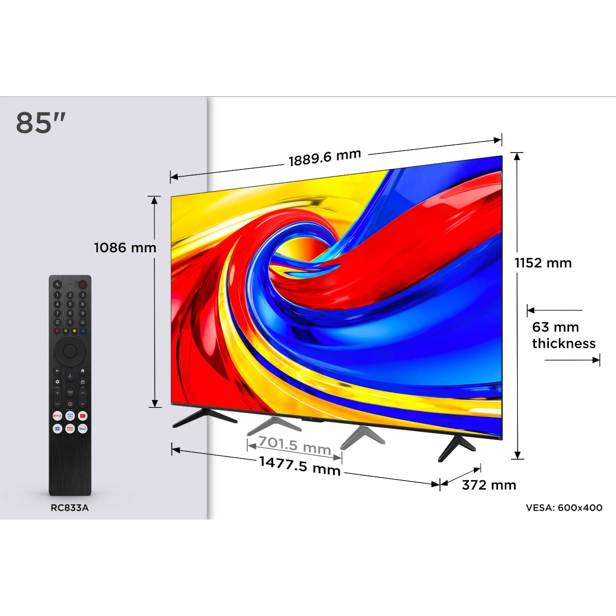 P7L 85" 4K Smart QLED Google AI TV - 85P7L-UK