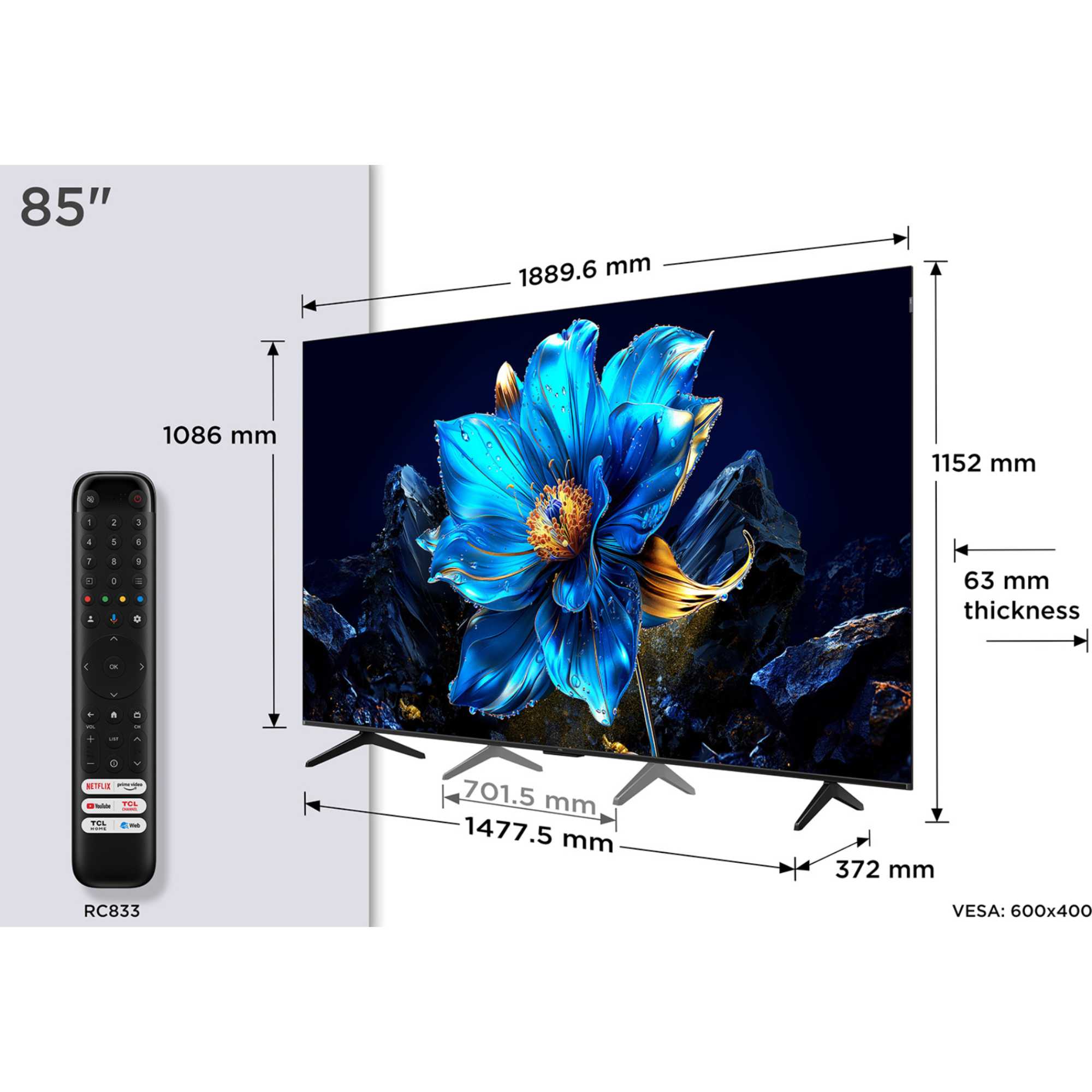 P7K-UK 85" 4K Smart QLED Google TV 60Hz - 85P7KUK