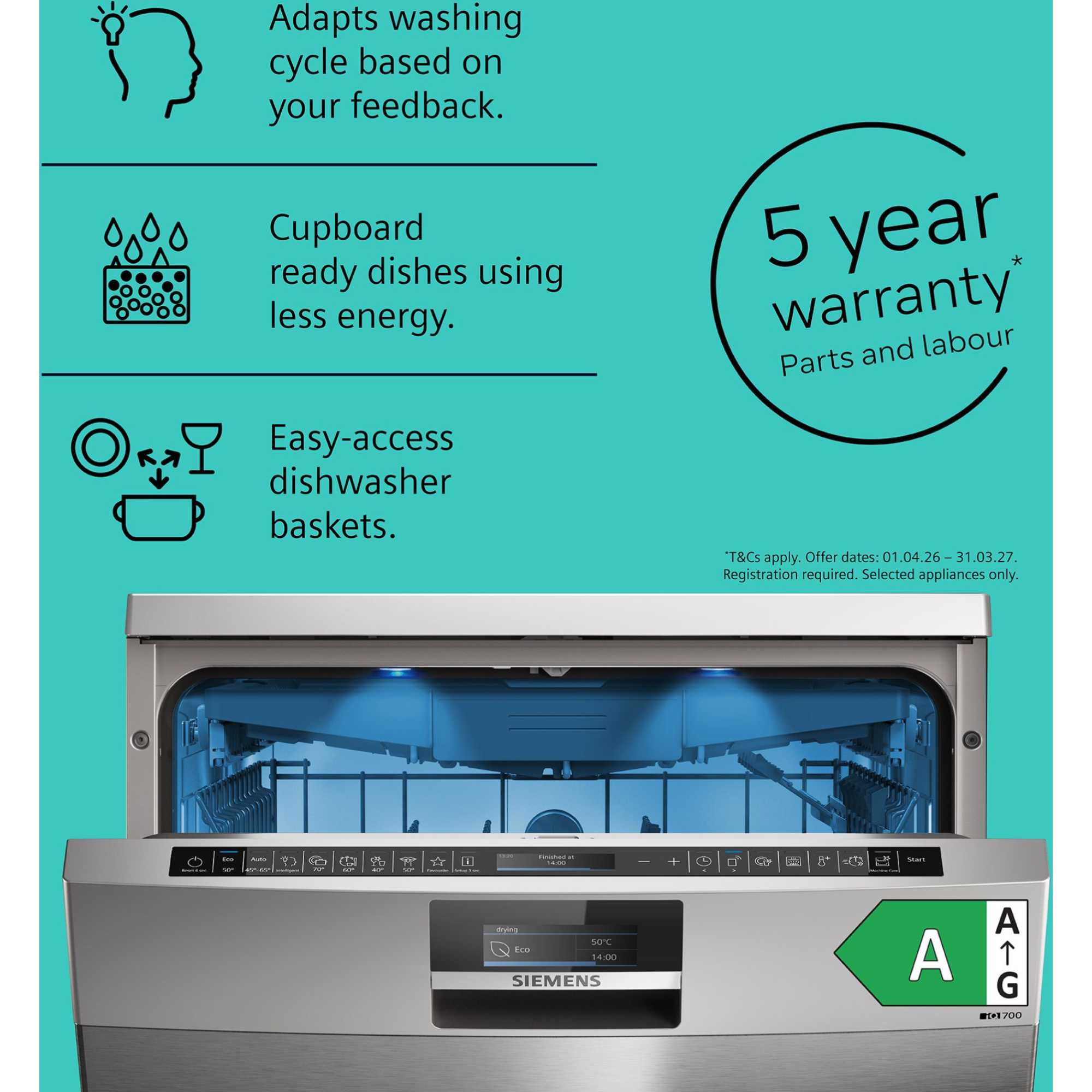 iQ700 Freestanding Full-Sized Dishwasher - SN27TI02CE