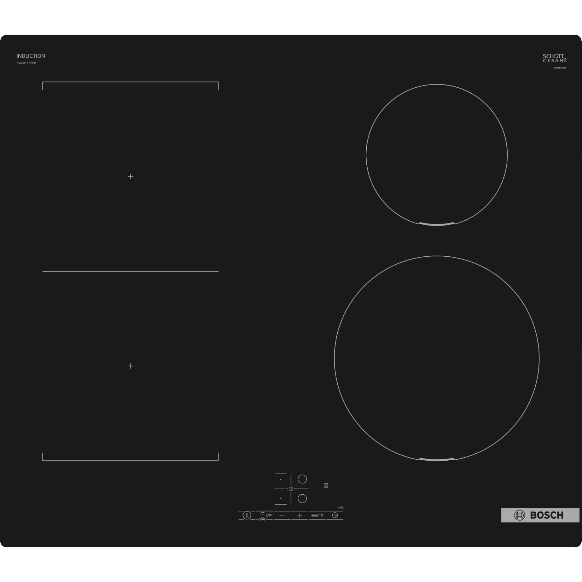 PWP611BB5B 600mm 4 Burner Induction Hob with Plug