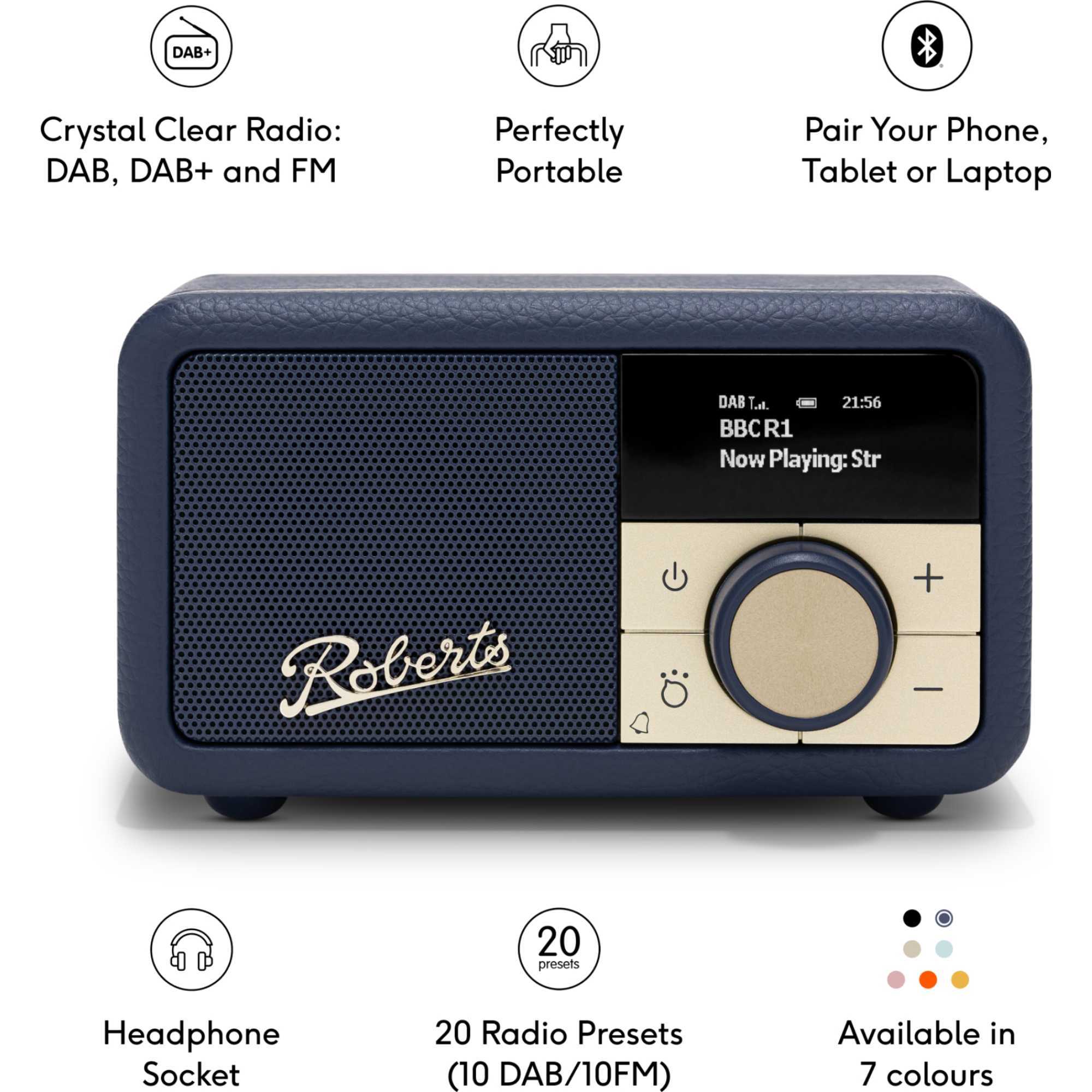 Revival Petite 2 DAB/DAB+/FM Bluetooth Portable Radio - Midnight Blue
