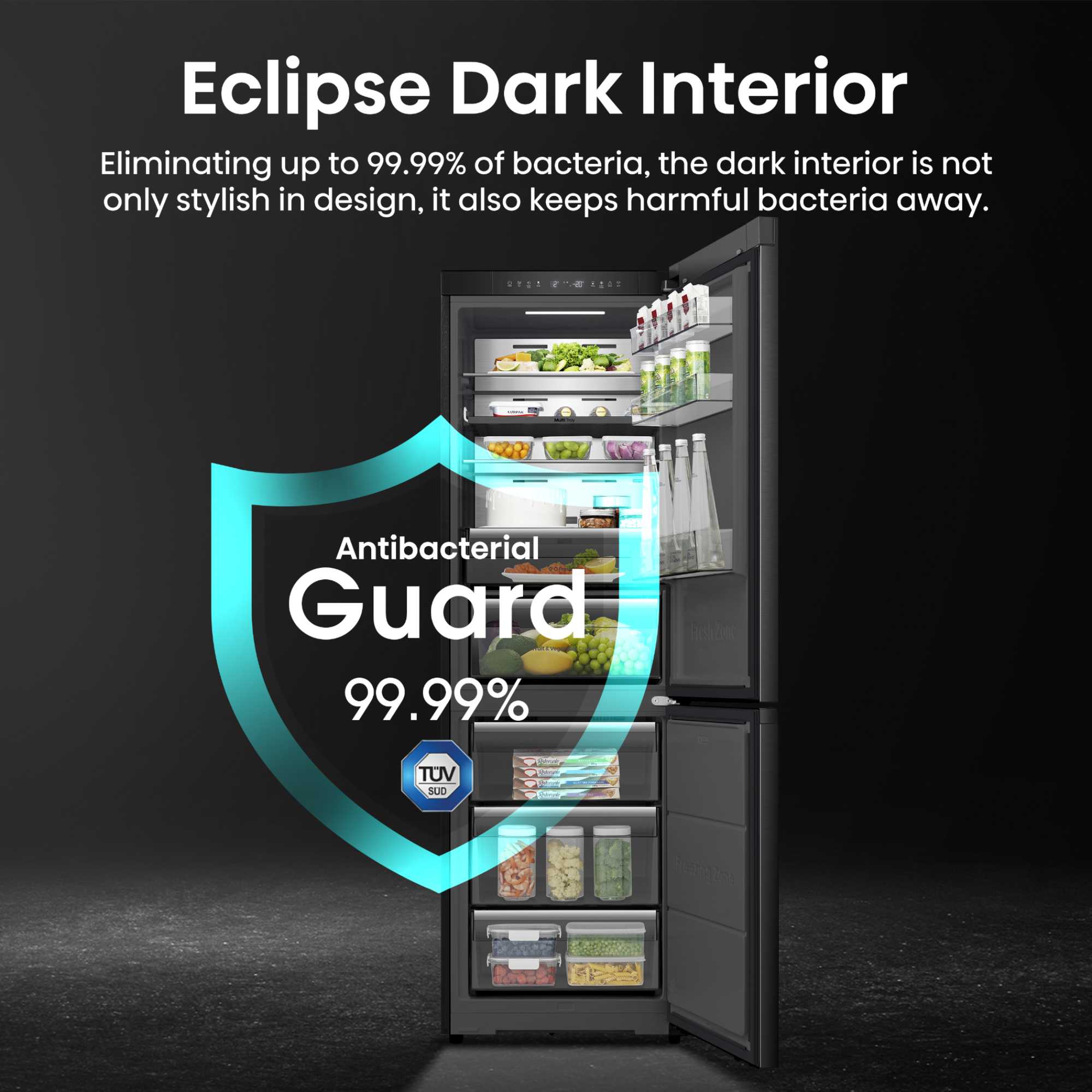 RB5K330GSFC KitchenFit Eclipse 330l Total No Frost Fridge Freezer - Black