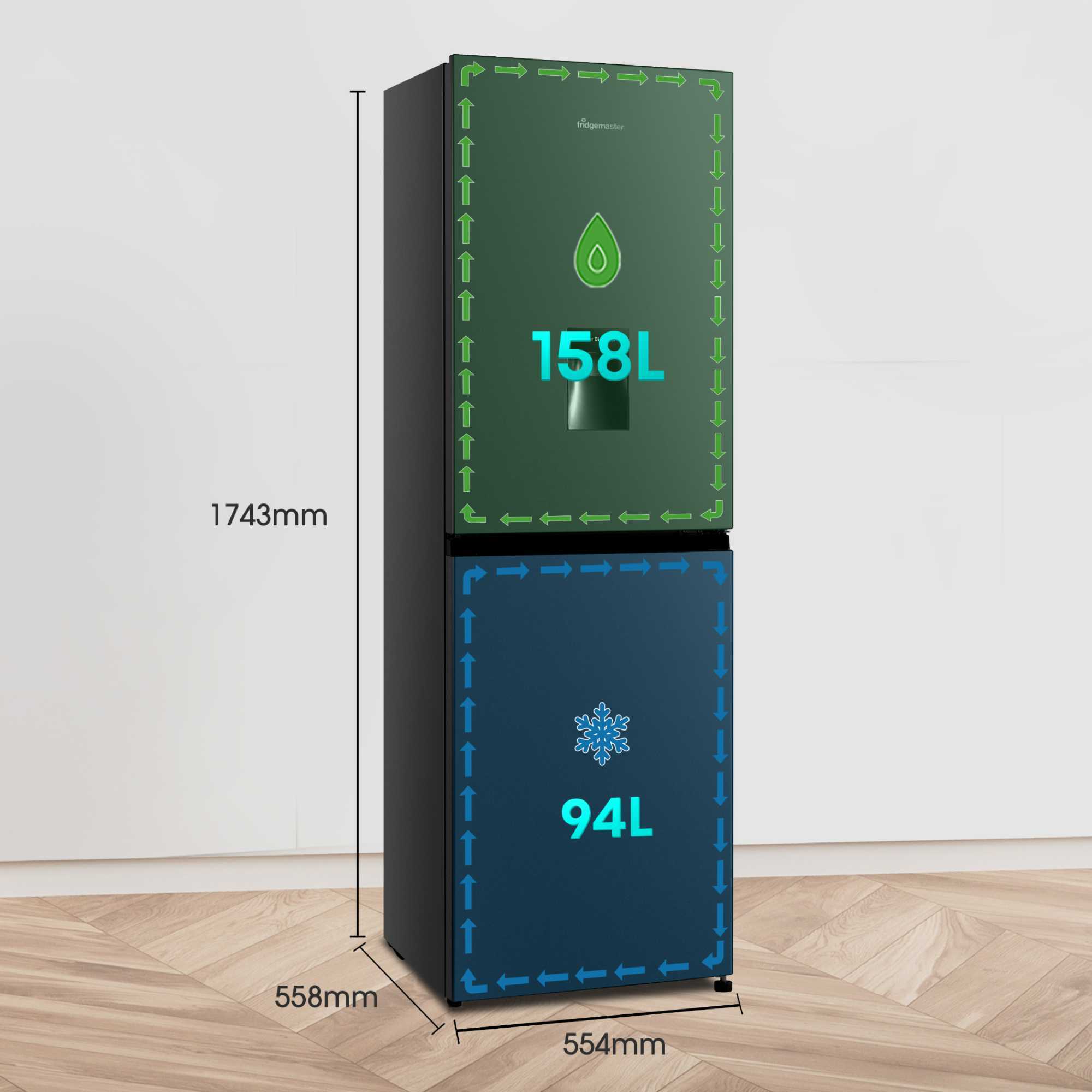 MC55240DEB 252l Fridge Freezer with Water Dispenser