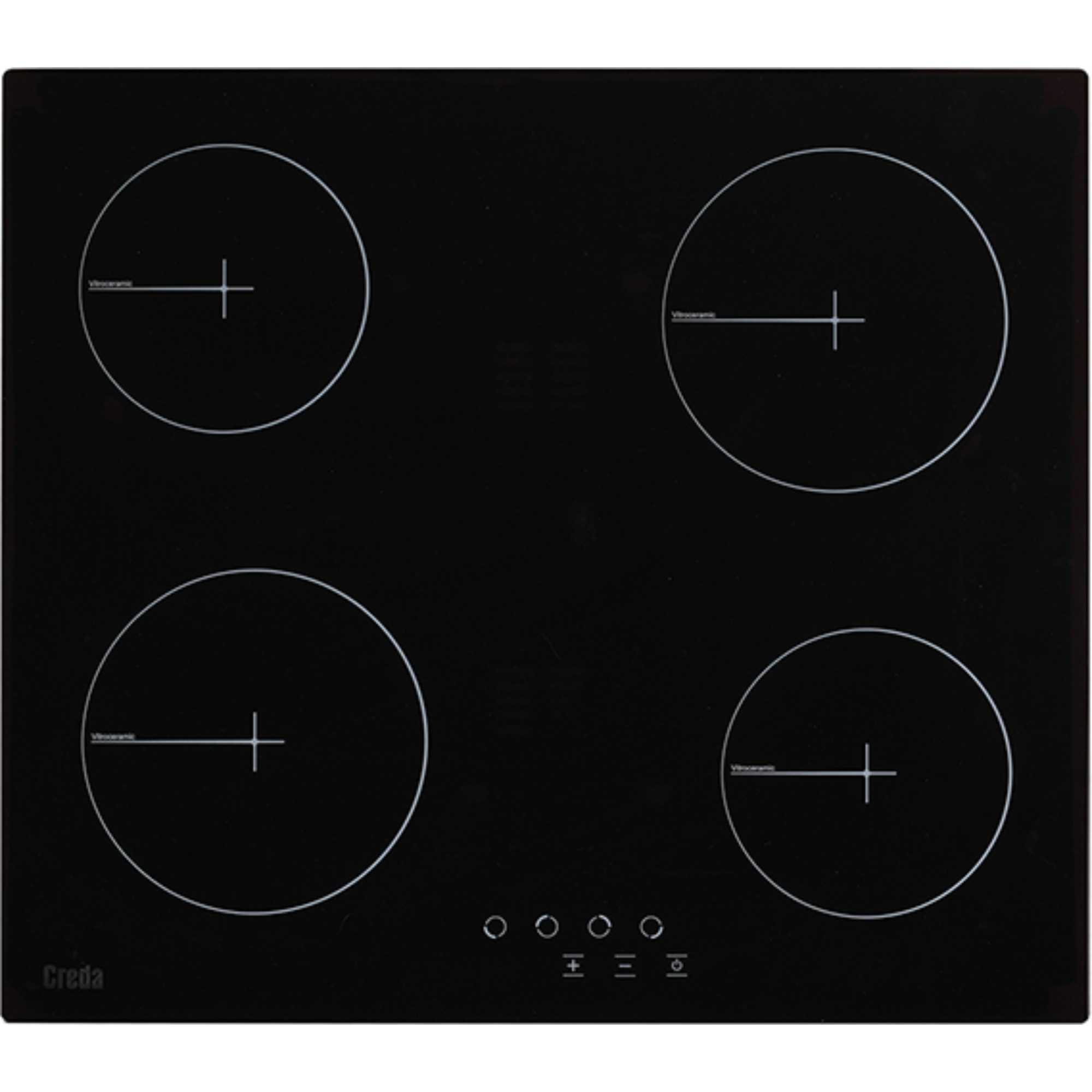 C60CTC 60cm 4 Zone Ceramic Hob - Black Glass