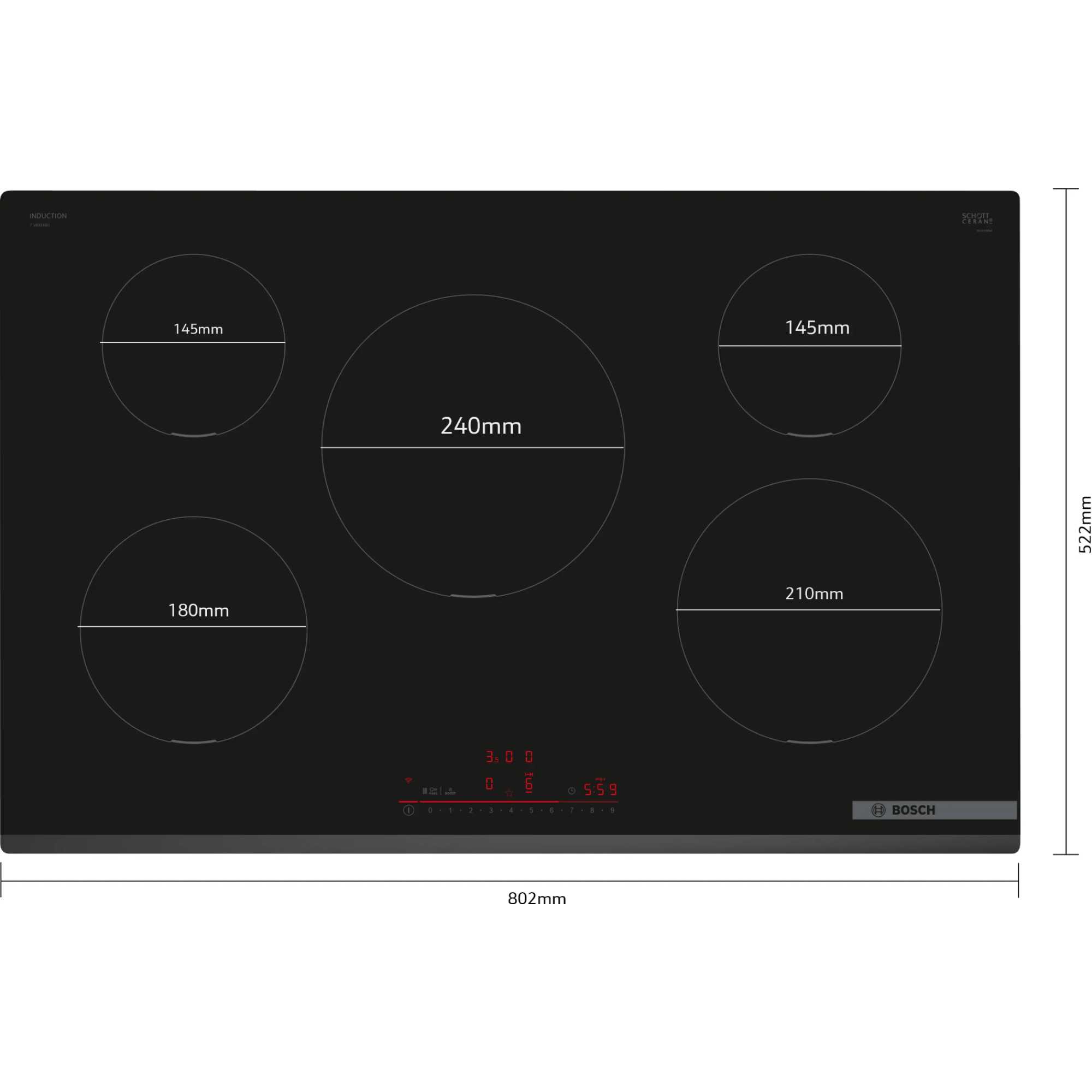 PIV831HB1E Series 6 5 Burner 80cm Induction Hob - Black