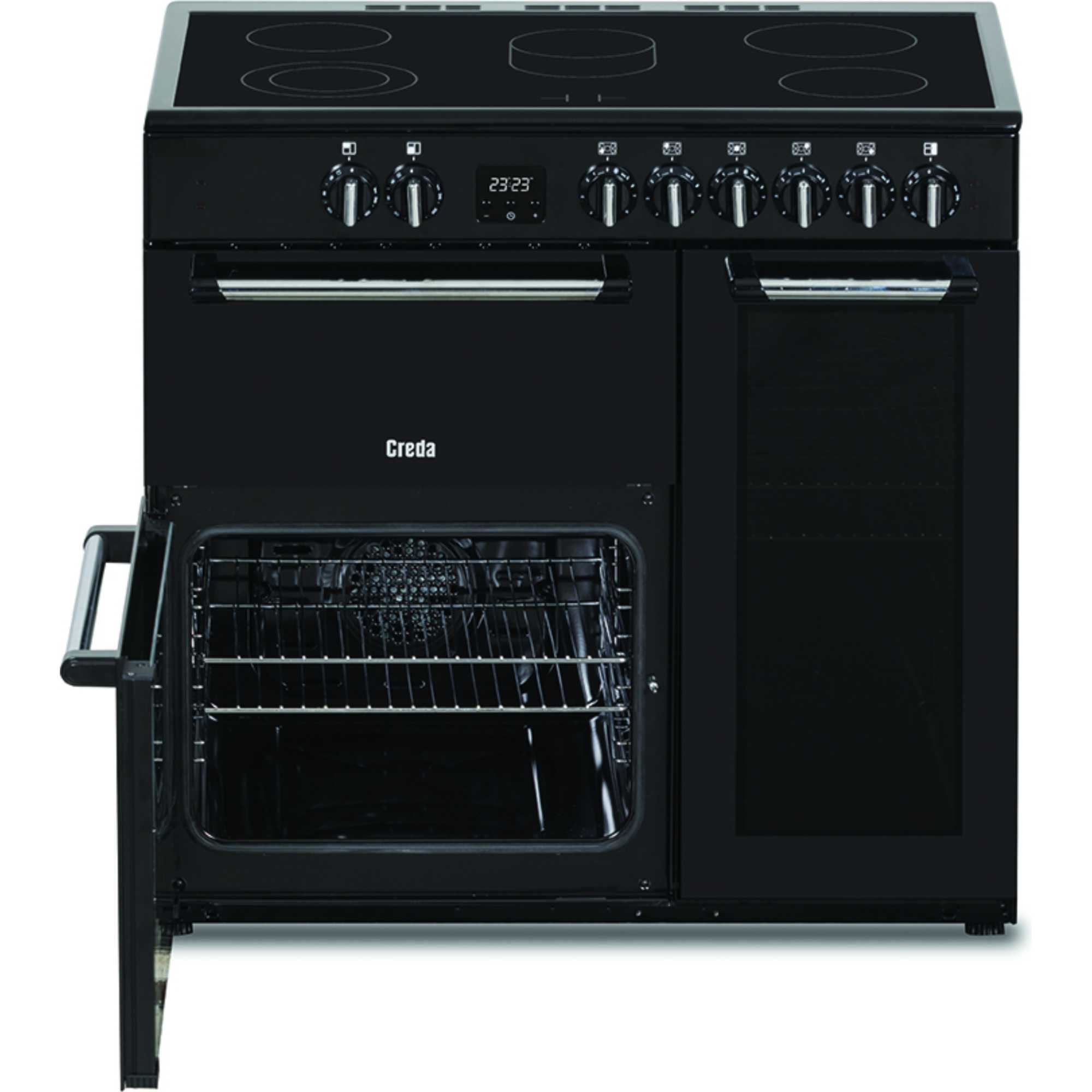 C90RCC 90cm Electric Range Cooker with 5 Ceramic Hobs - Black