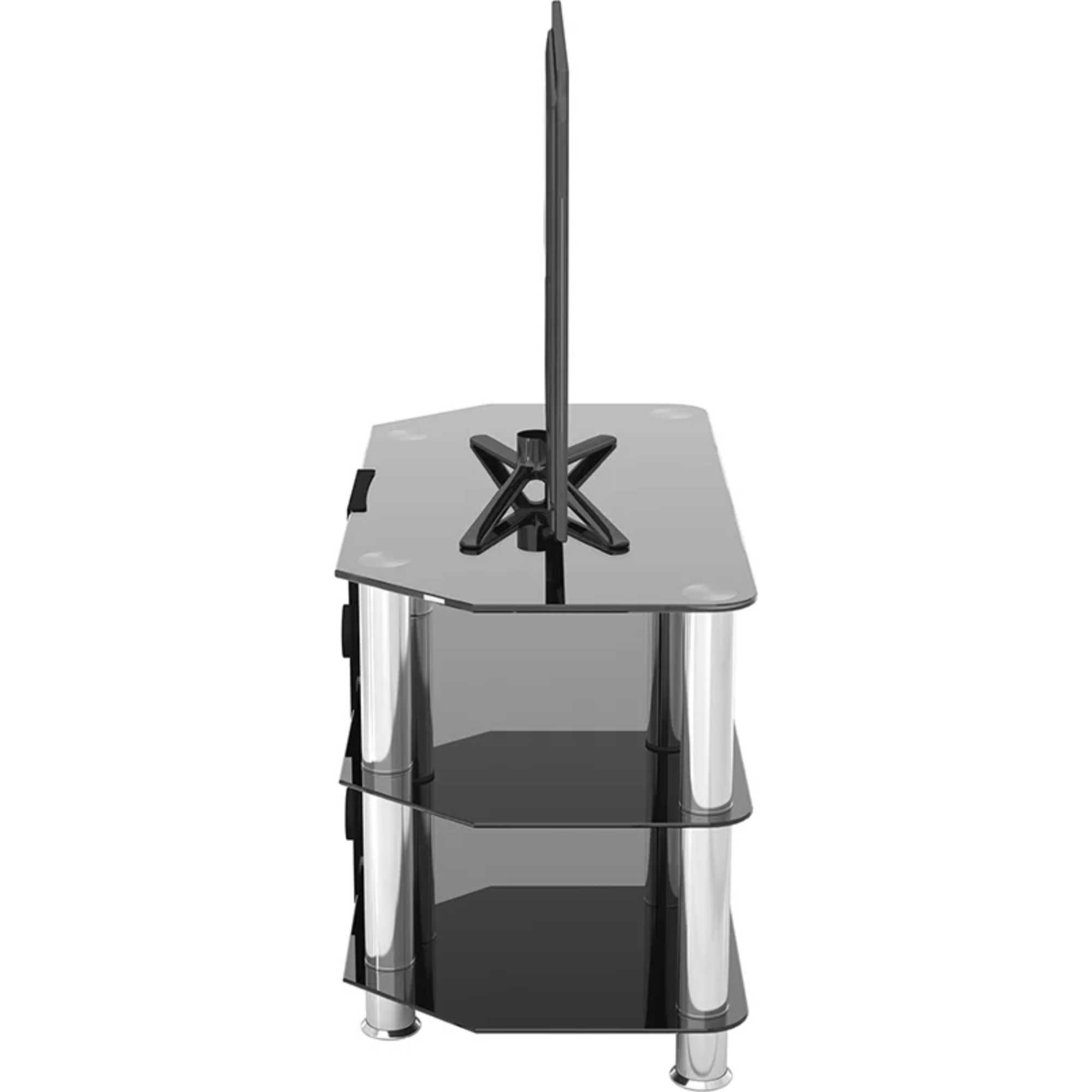 SDC800 80cm Glass Corner TV Stand - Black & Chrome