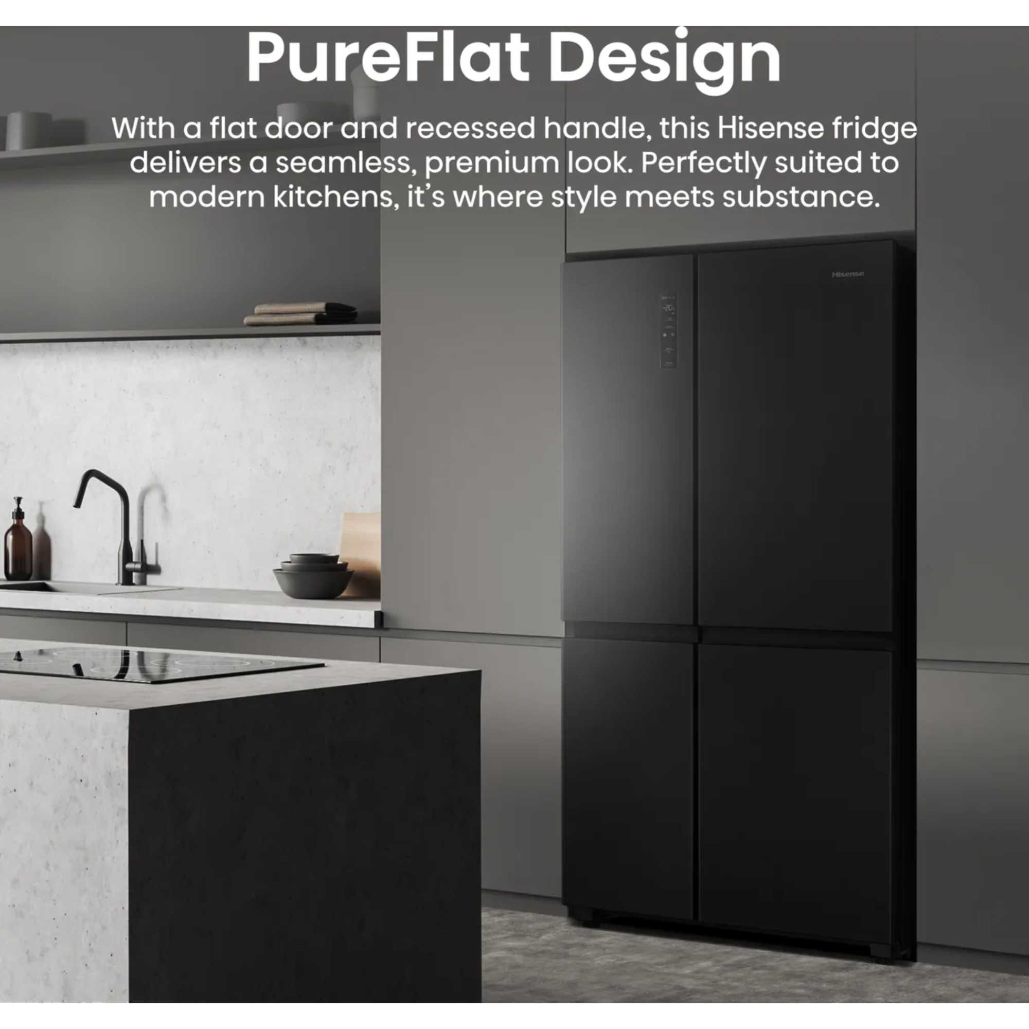 PureFlat RS5P668SSFC American Fridge Freezer No Frost - Black