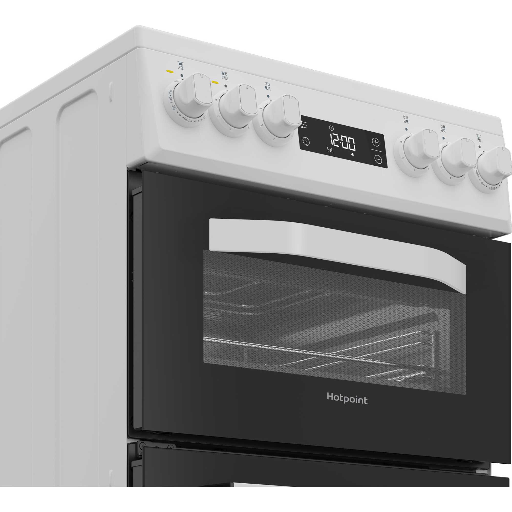 HDE5VDCW 50cm Electric Double Cooker with 4 Zone Ceramic Hob - White