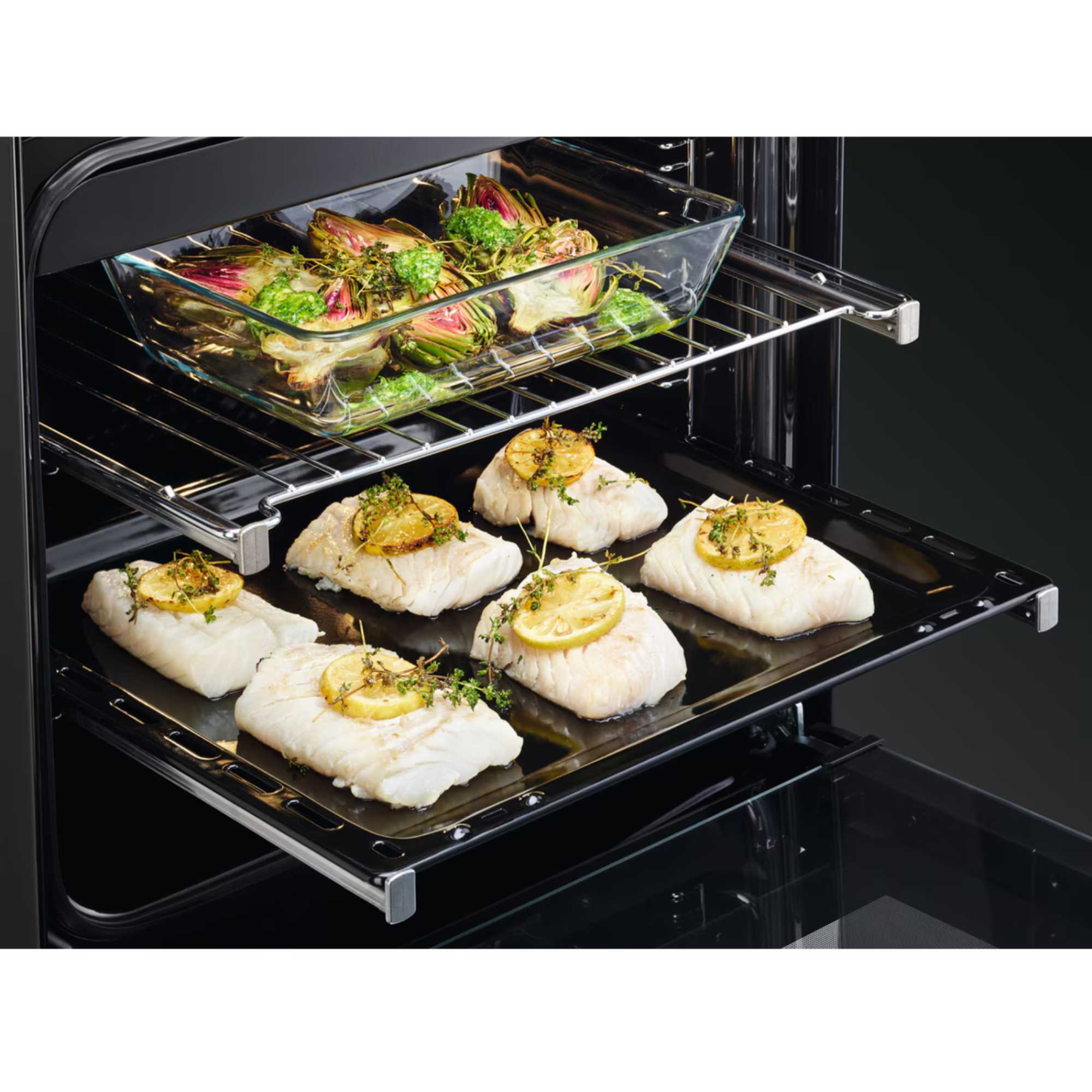 6000 SteamBake 60cm Electric Double Oven Cooker - CIB6743ACM