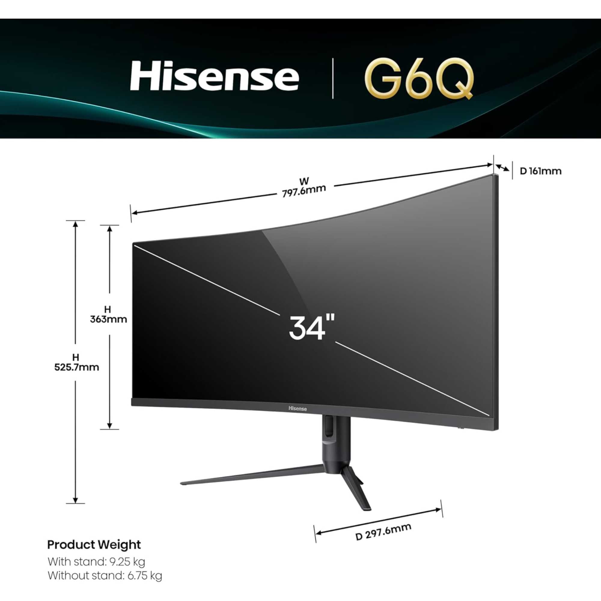 34" LCD 240Hz 1ms AMD FREESYNC WQHD Gaming Monitor - 34G6QUK