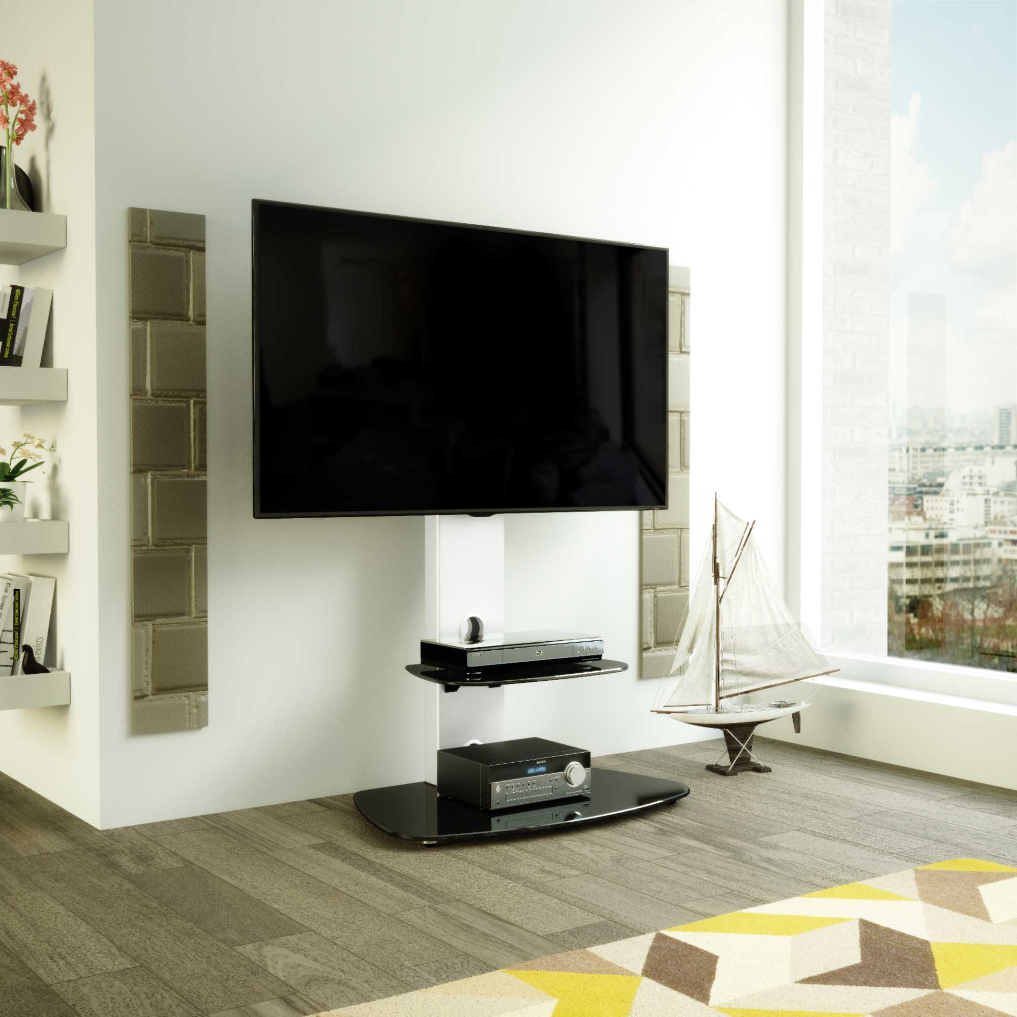 FSL700LUCS Lucerne 70cm TV Stand - Black Glass