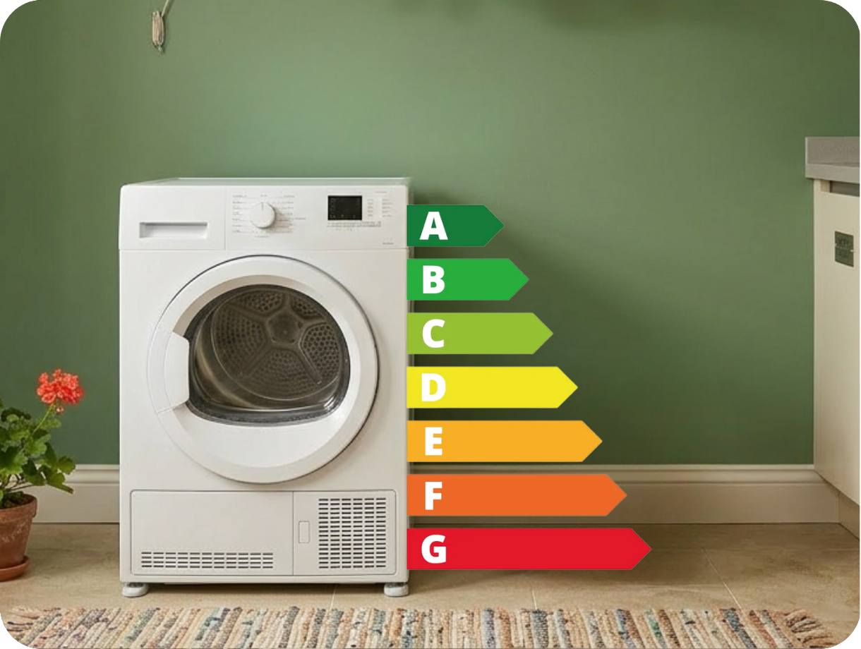 Freestanding tumble dryer.