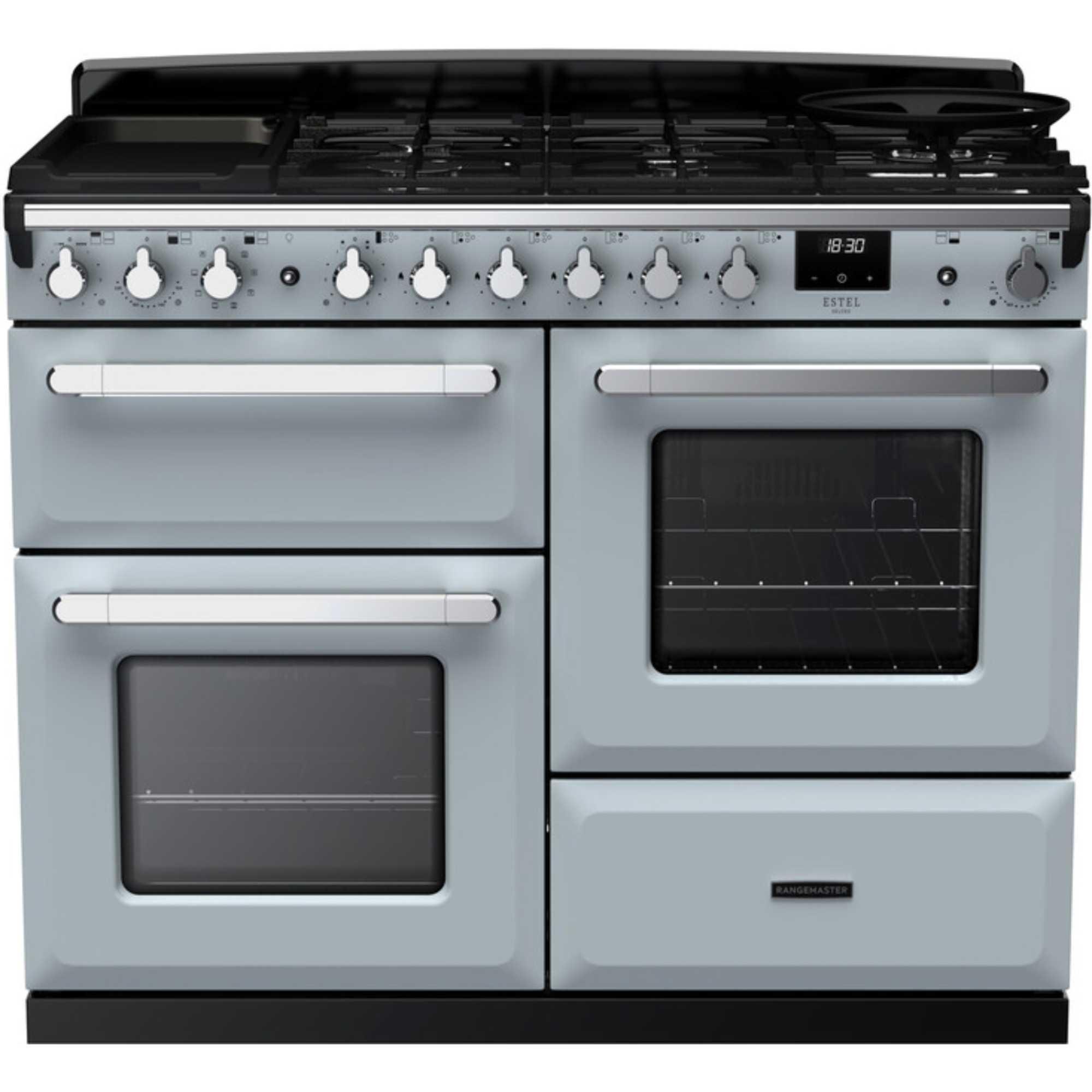 ESDLO110DFPMSBCM Estel Deluxe 110 Dual Fuel - Misty Blue with Chrome Trim