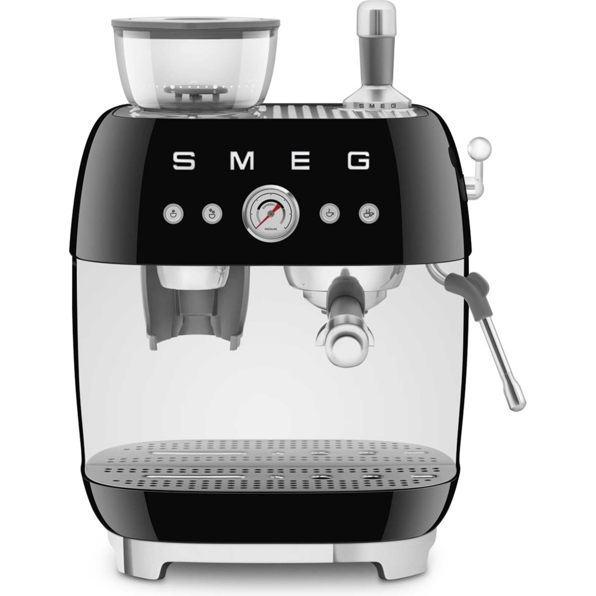EGF03BLUK 50's Style Espresso Coffee Machine with Grinder - Black