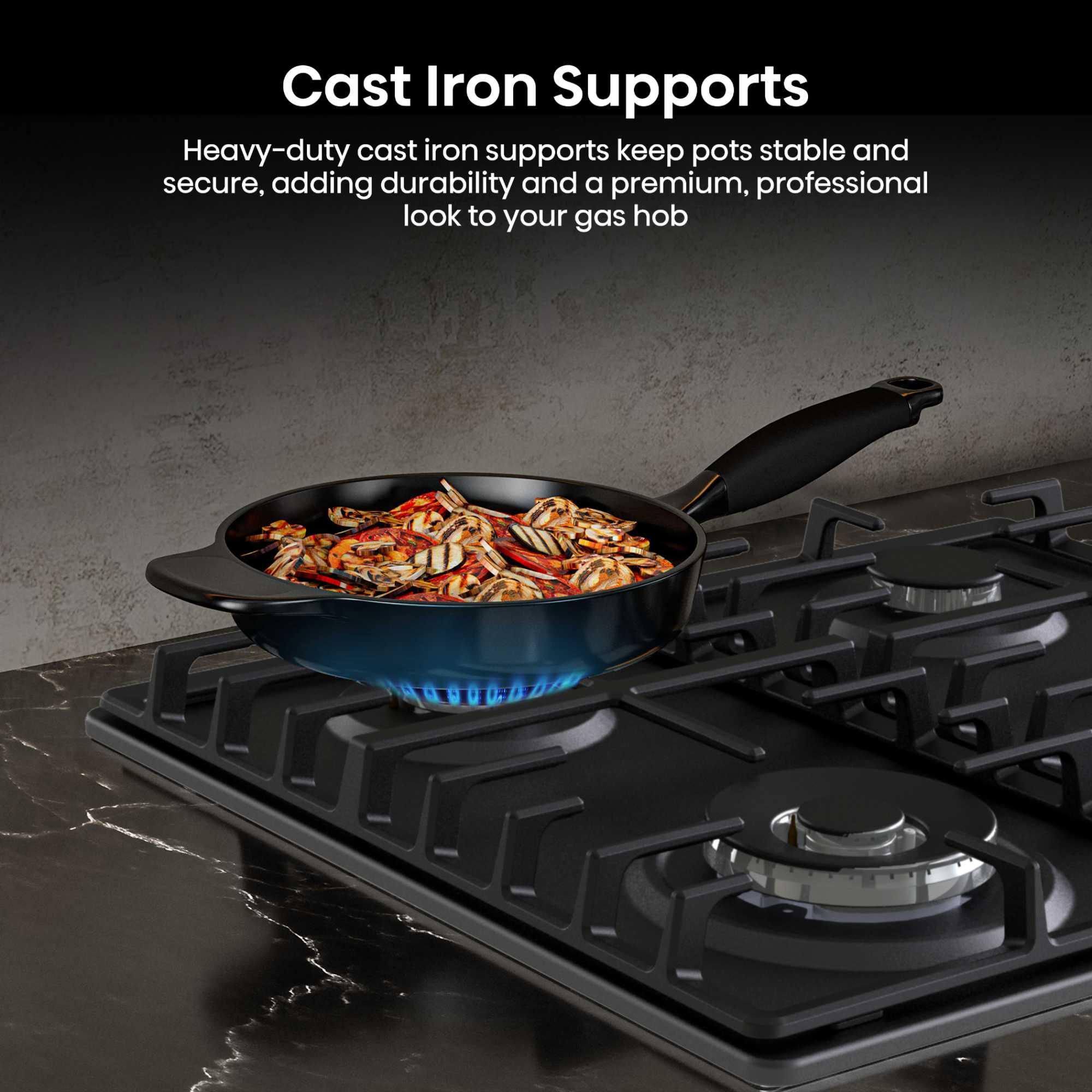 GM663BHF Hi2 60cm 4 Zone Gas Hob - Black
