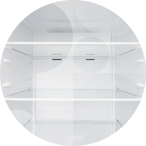 Fridge showing auto-defrost feature.