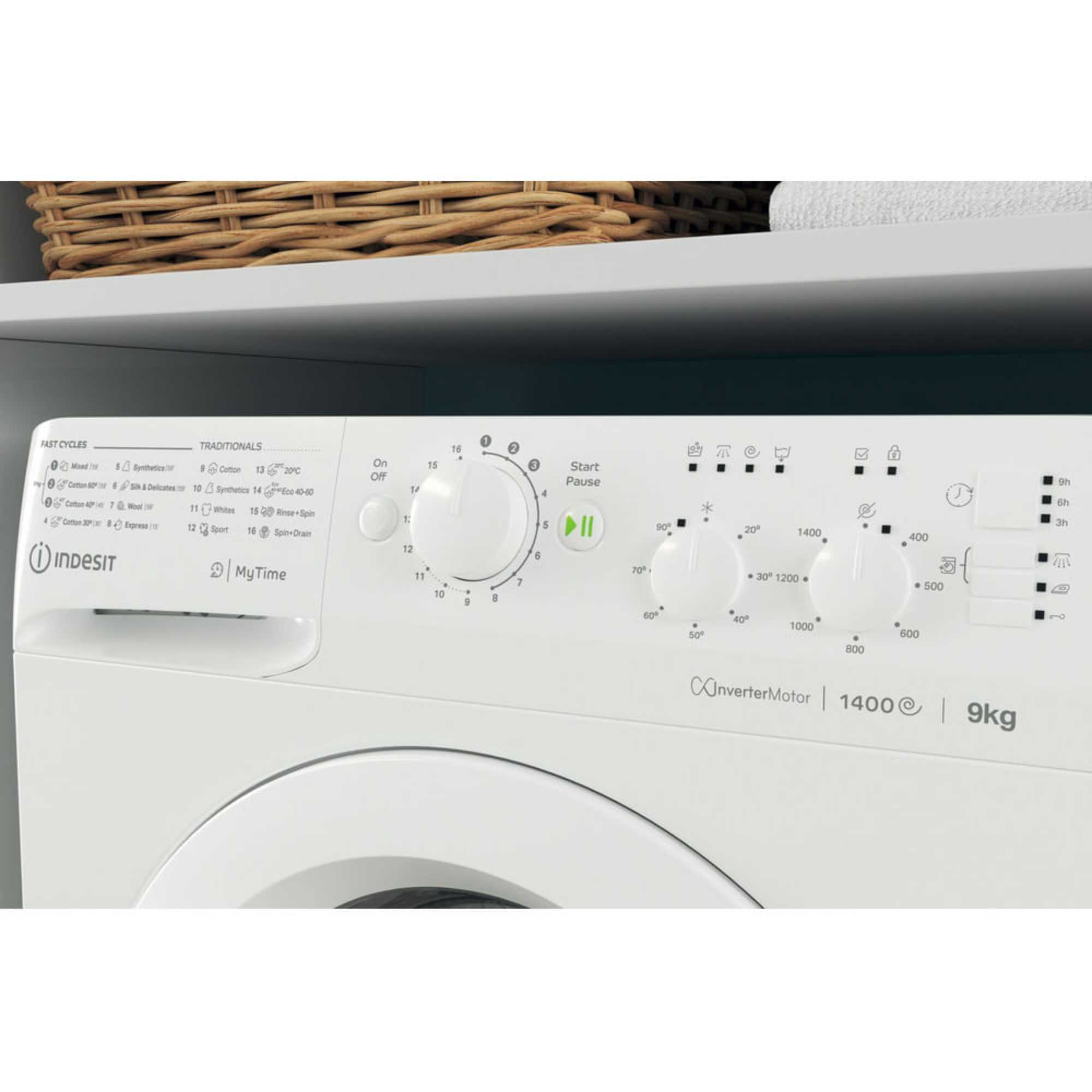MyTime 9kg 1400rpm Washing Machine - MTWC 91495 W UK N
