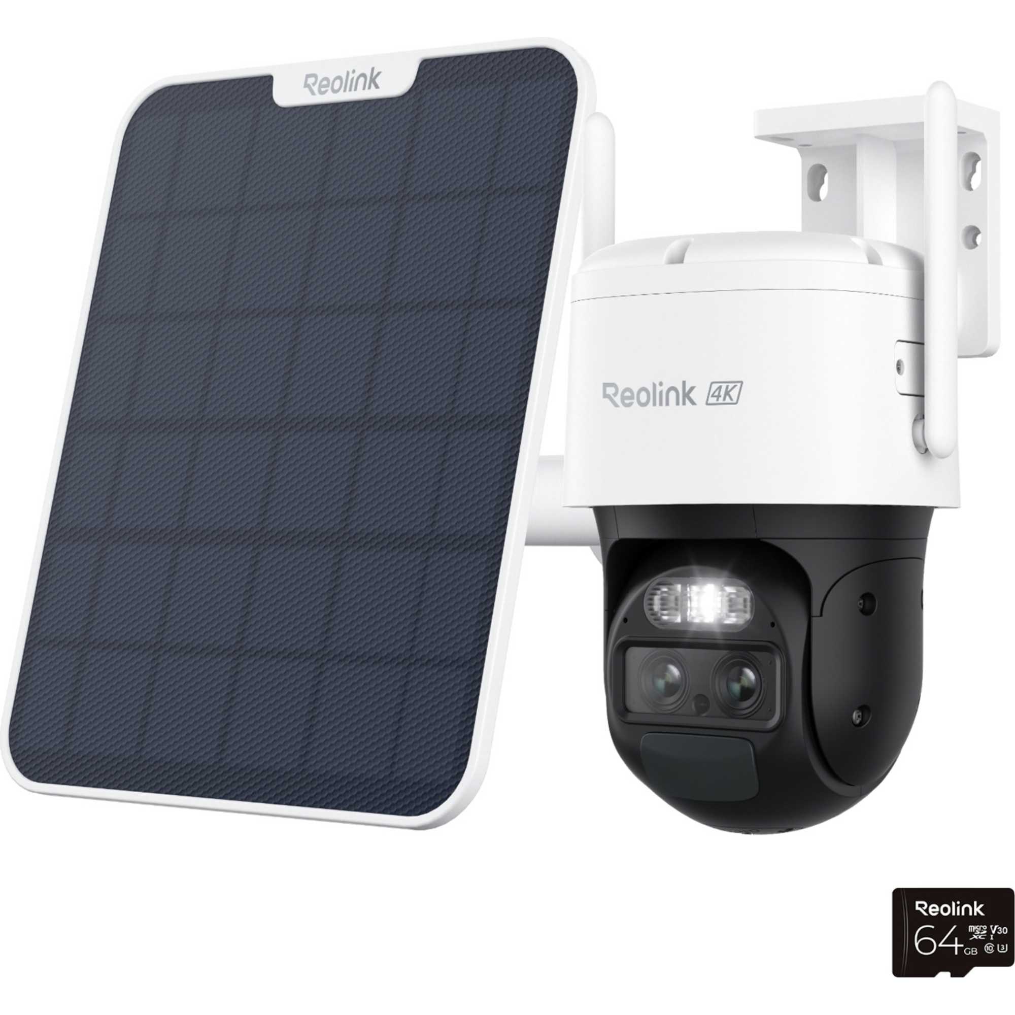 Trackmix Series 4K PTZ Battery 4G LTE Outdoor Security Camera with Solar Panel + 64GB