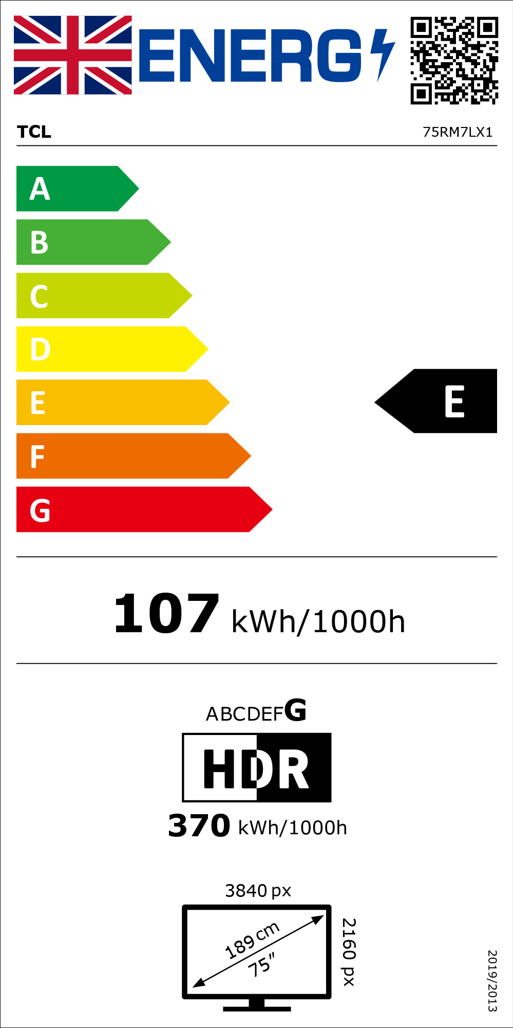 TCL RM7L 75" 4K Ultra HD RGB-Mini LED TV