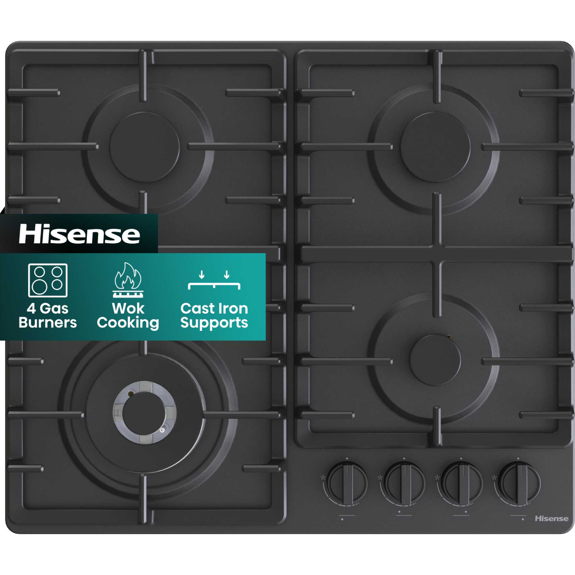 GM663BHF Hi2 60cm 4 Zone Gas Hob - Black