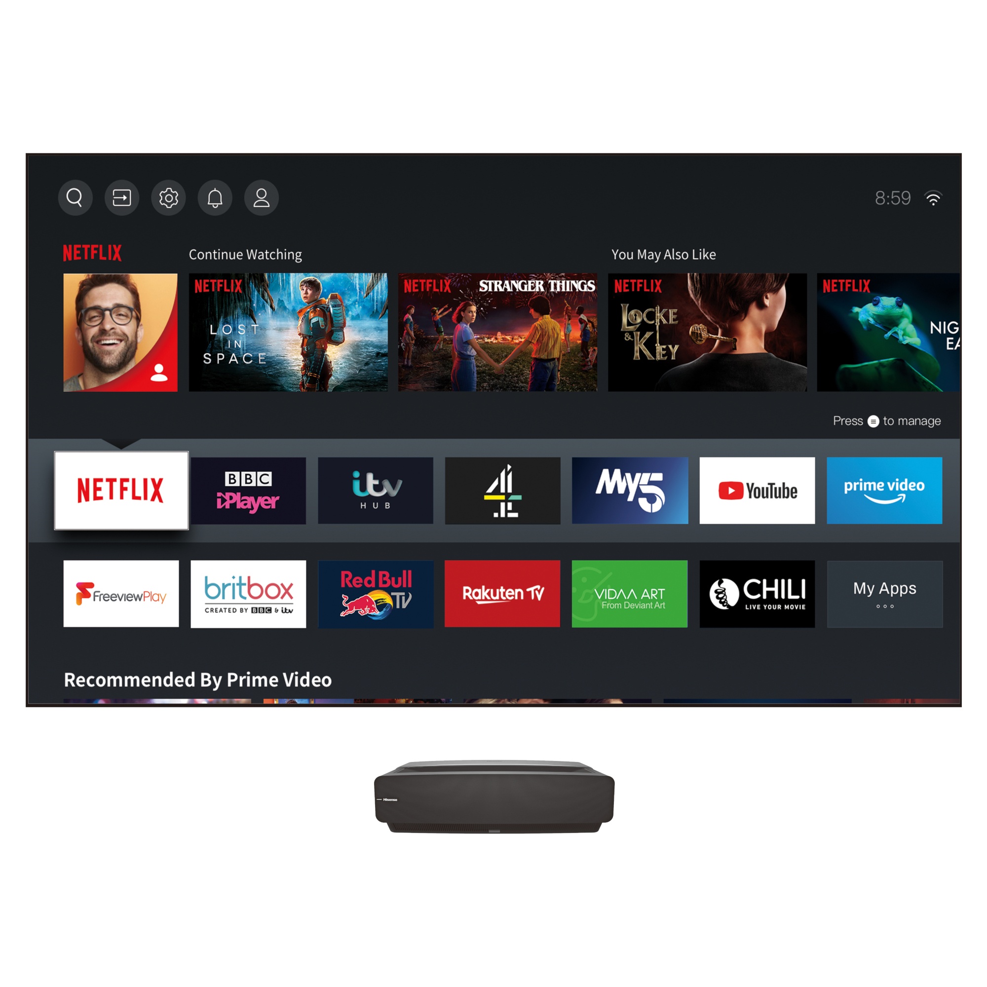 100L5FTUK-D12 100" Laser Projector - Black