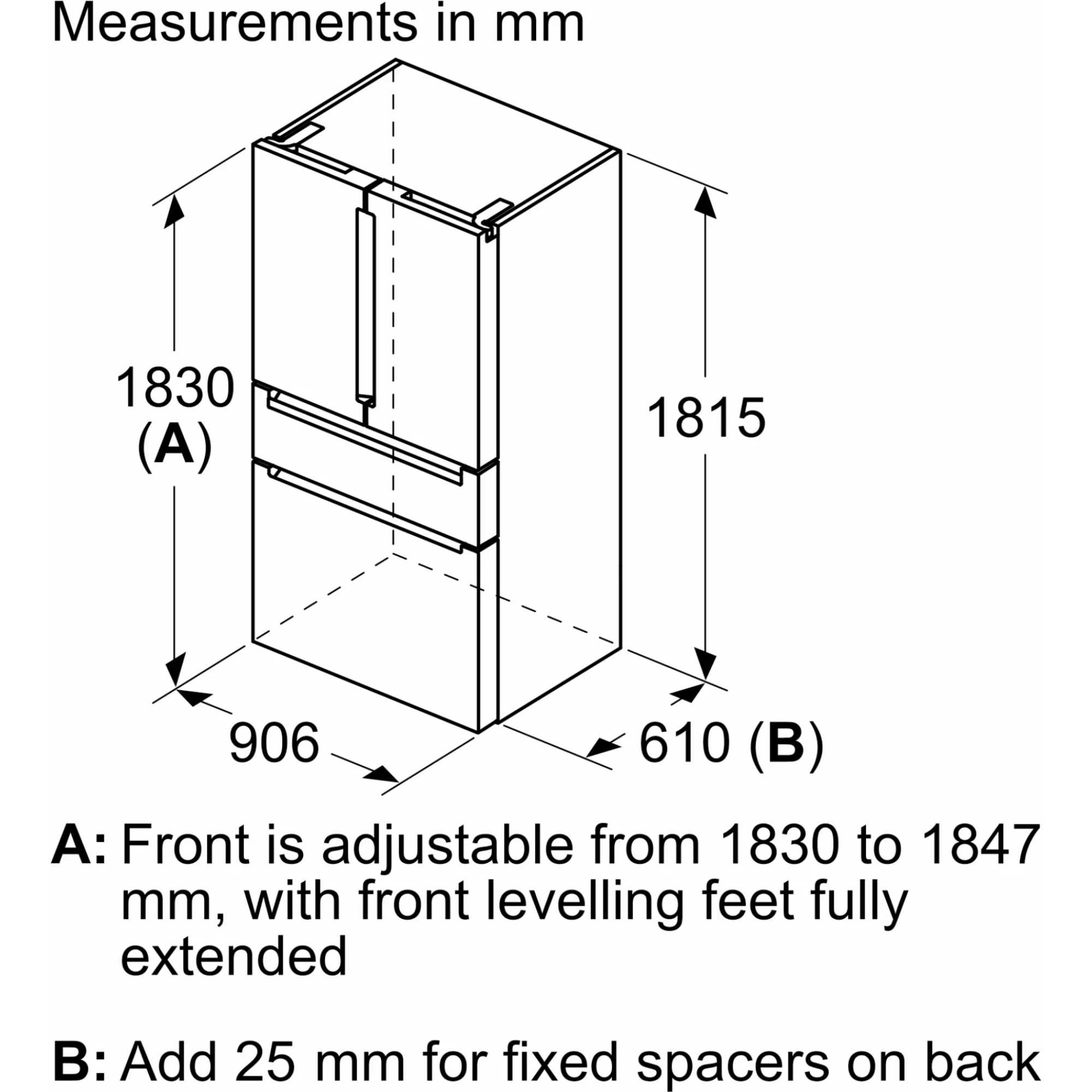 KF96RSBEA iQ700 572l Total noFrost American Style Fridge Freezer - Black
