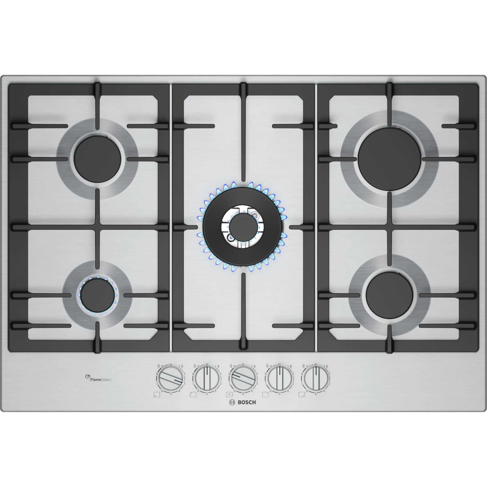 PCQ7A5I90 Series 6 75cm 5 Zone Gas Burner Hob - Stainless Steel