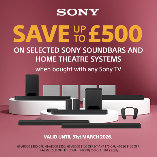 Save up to £500 on selected SONY soundbars when bought with any Sony TV
