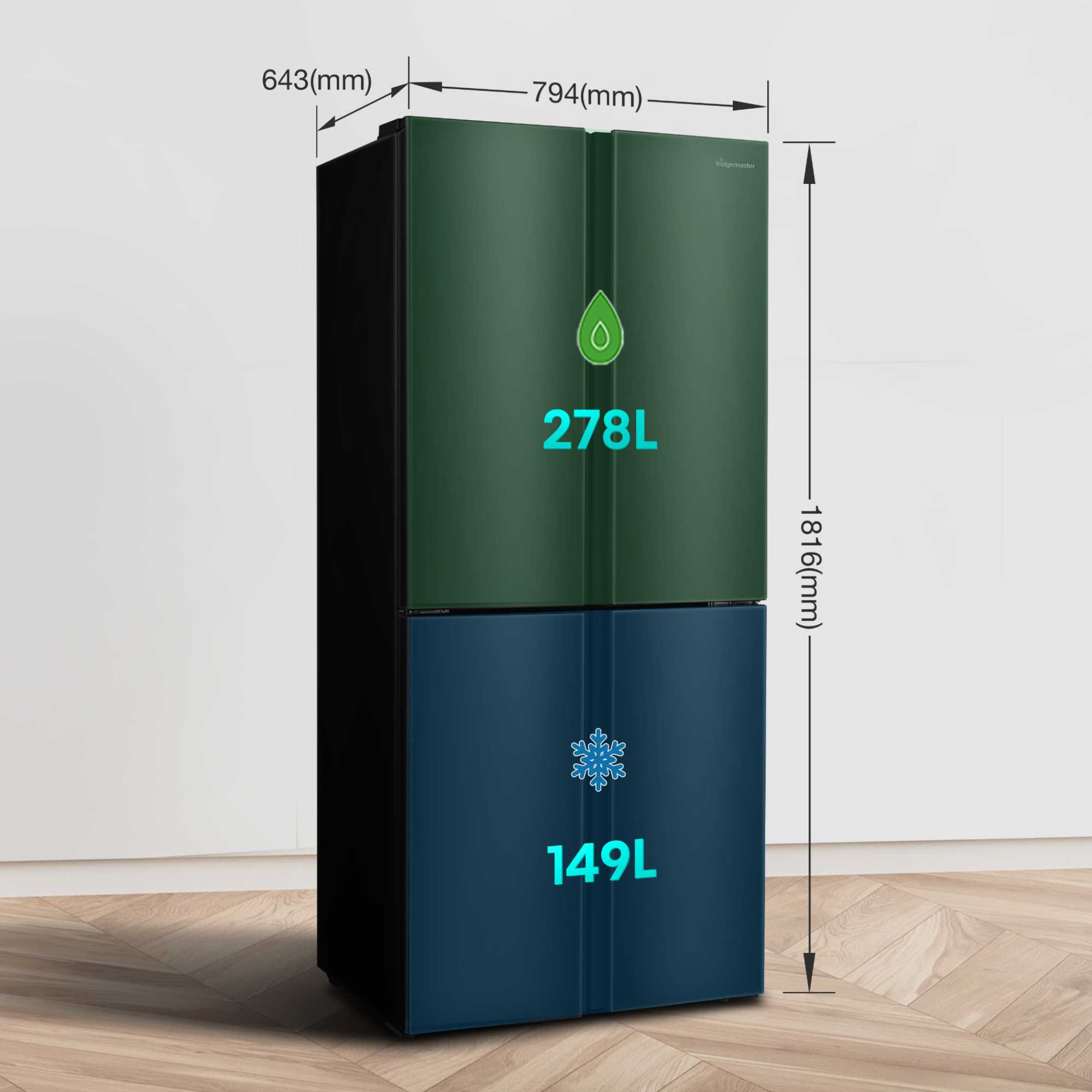 MQ79394EB 427l Total No Frost Multi Door American Style Fridge Freezer - Black