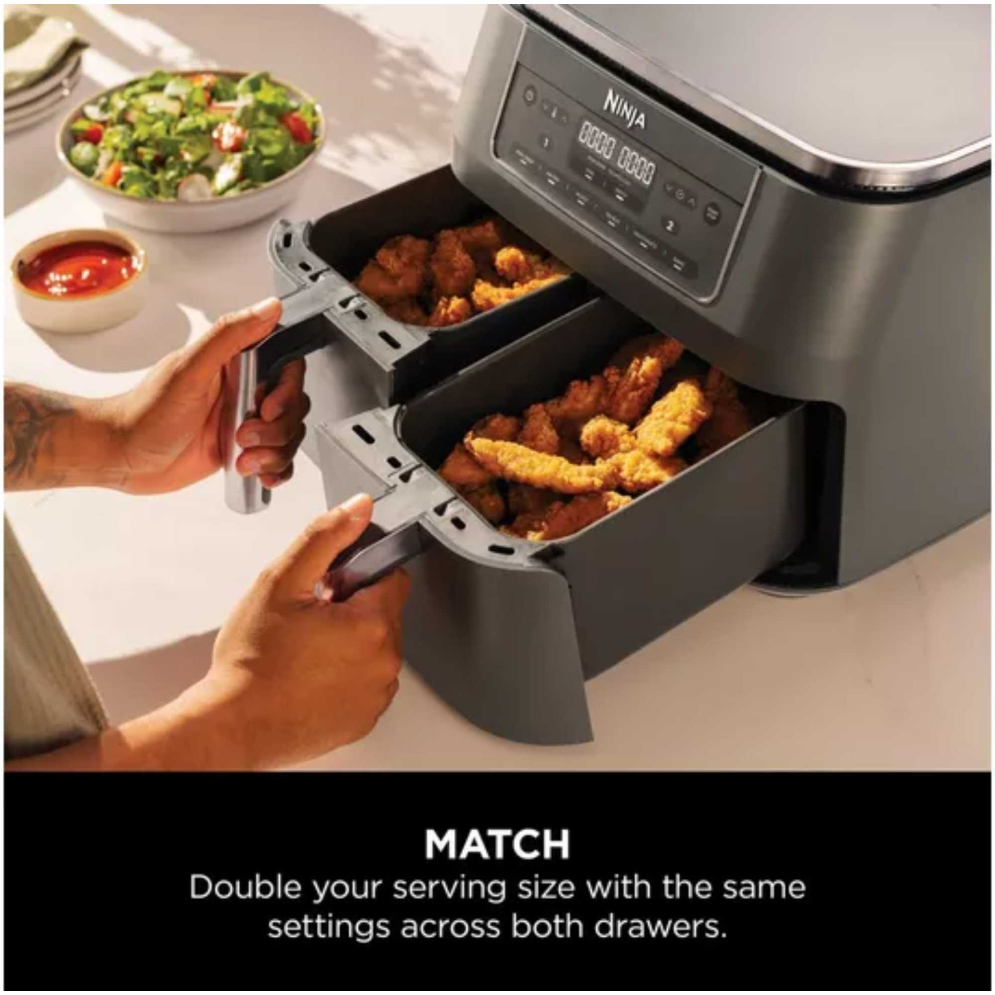 DZ300UK 6-in-1 Dual Zone 7.6L Air Fryer - Gun Metal Grey