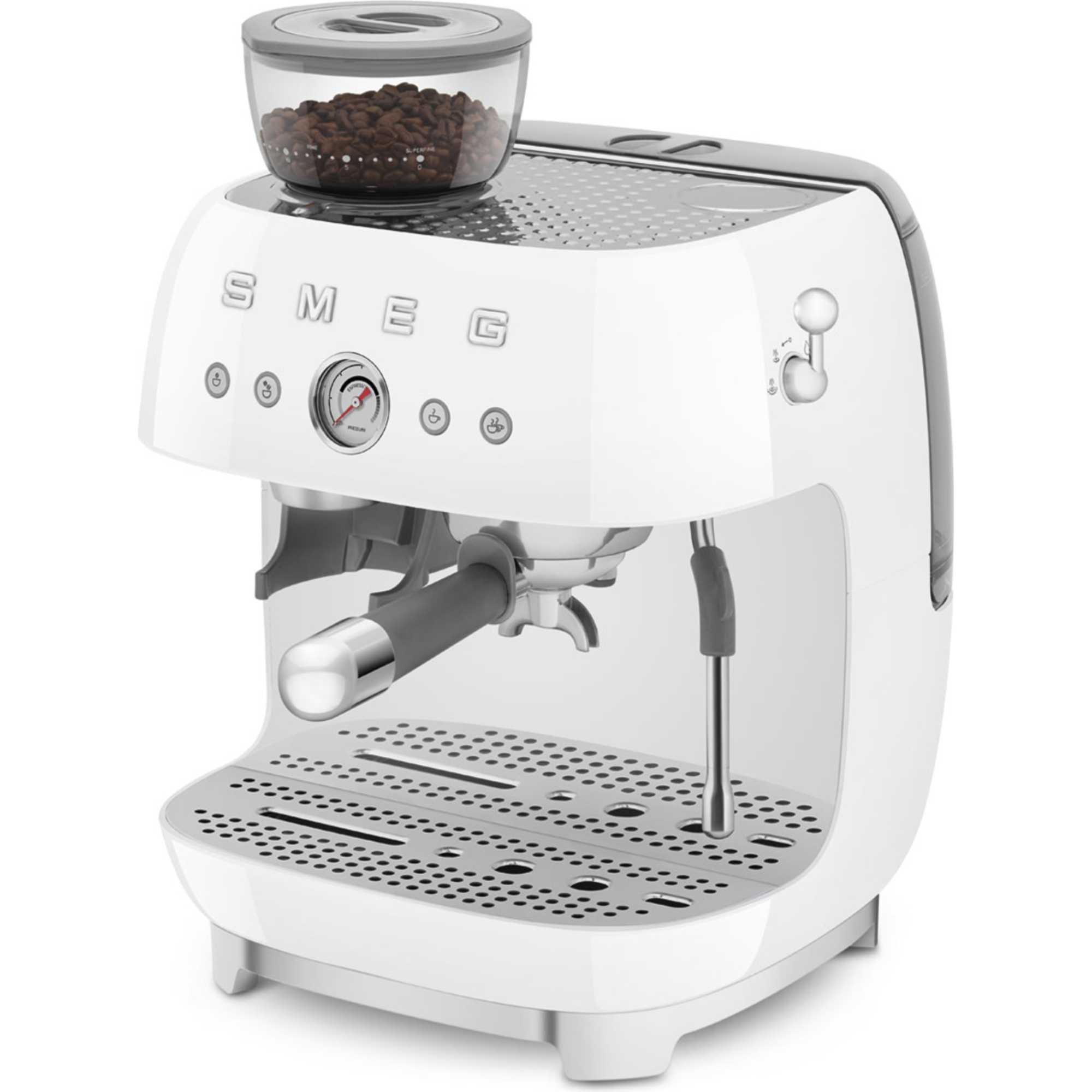 EGF03WHUK 50's Style Espresso Coffee Machine with Grinder - White
