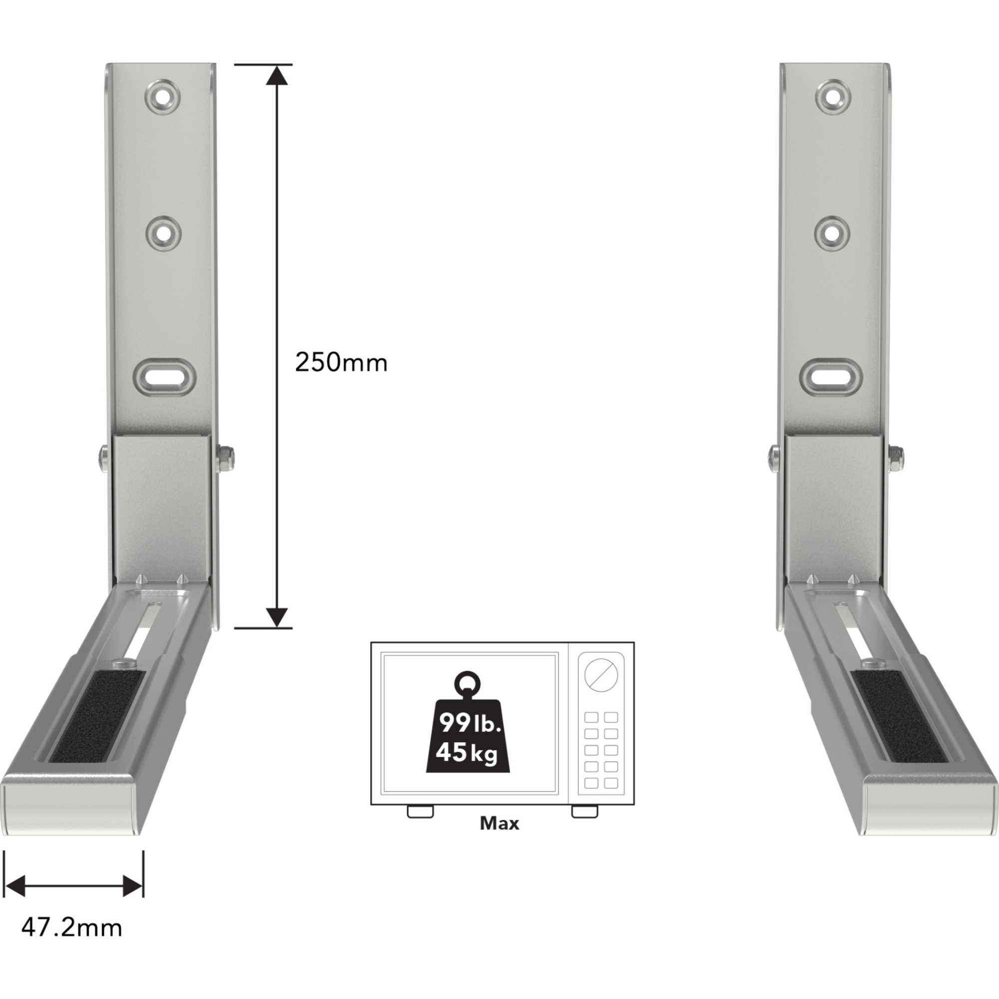 EM60S Universal Microwave Bracket - Silver