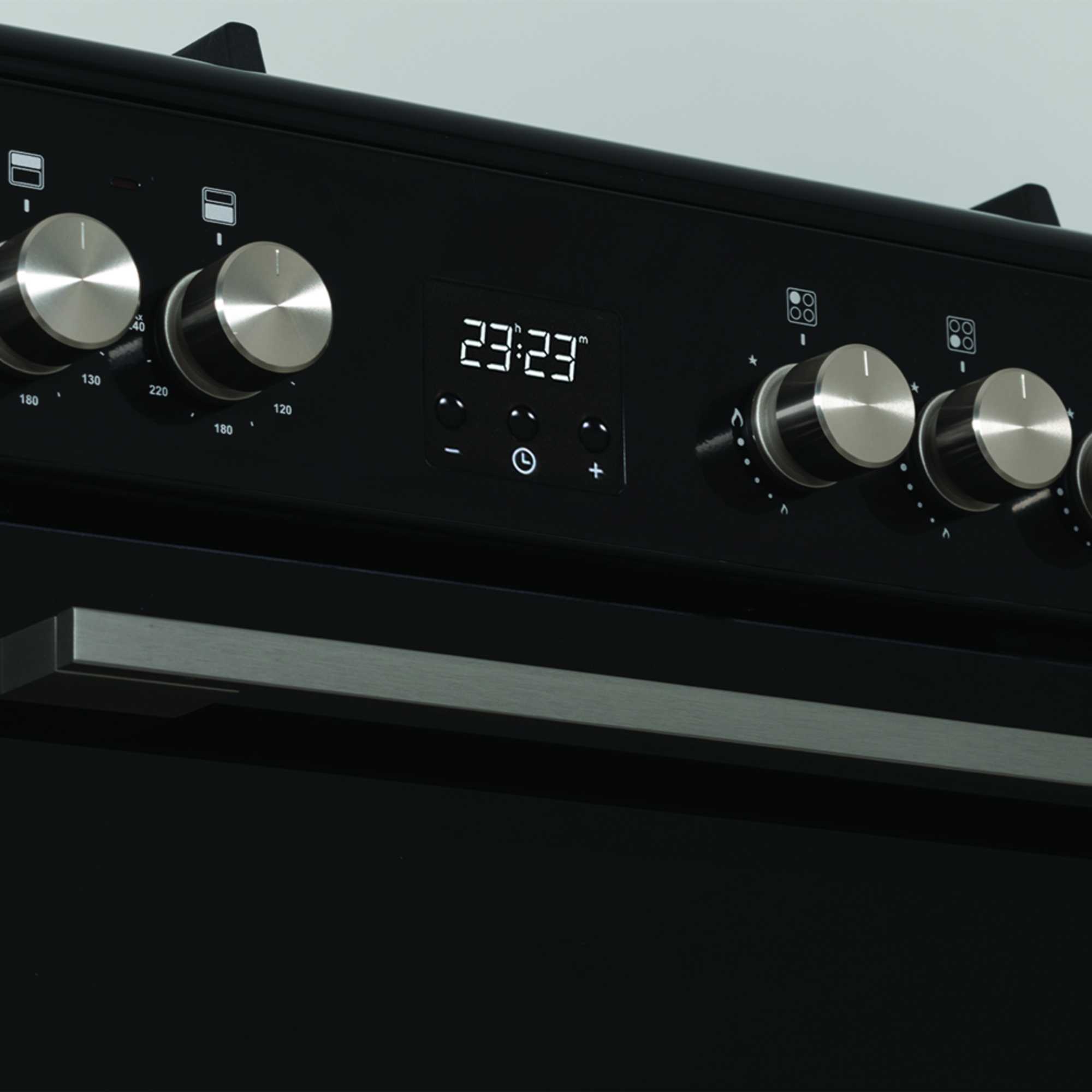 C60DFDOBL 600mm Dual Fuel Double Cooker with Wok Burner - Black