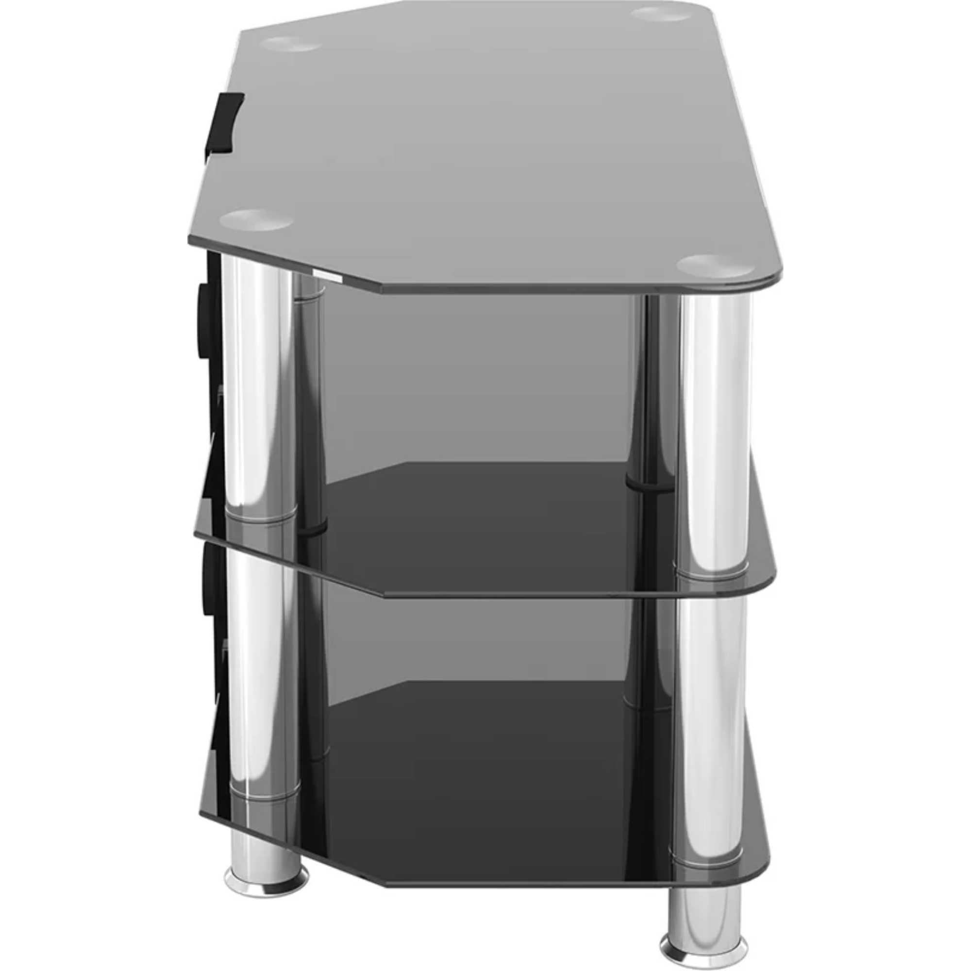 SDC800 80cm Glass Corner TV Stand - Black & Chrome