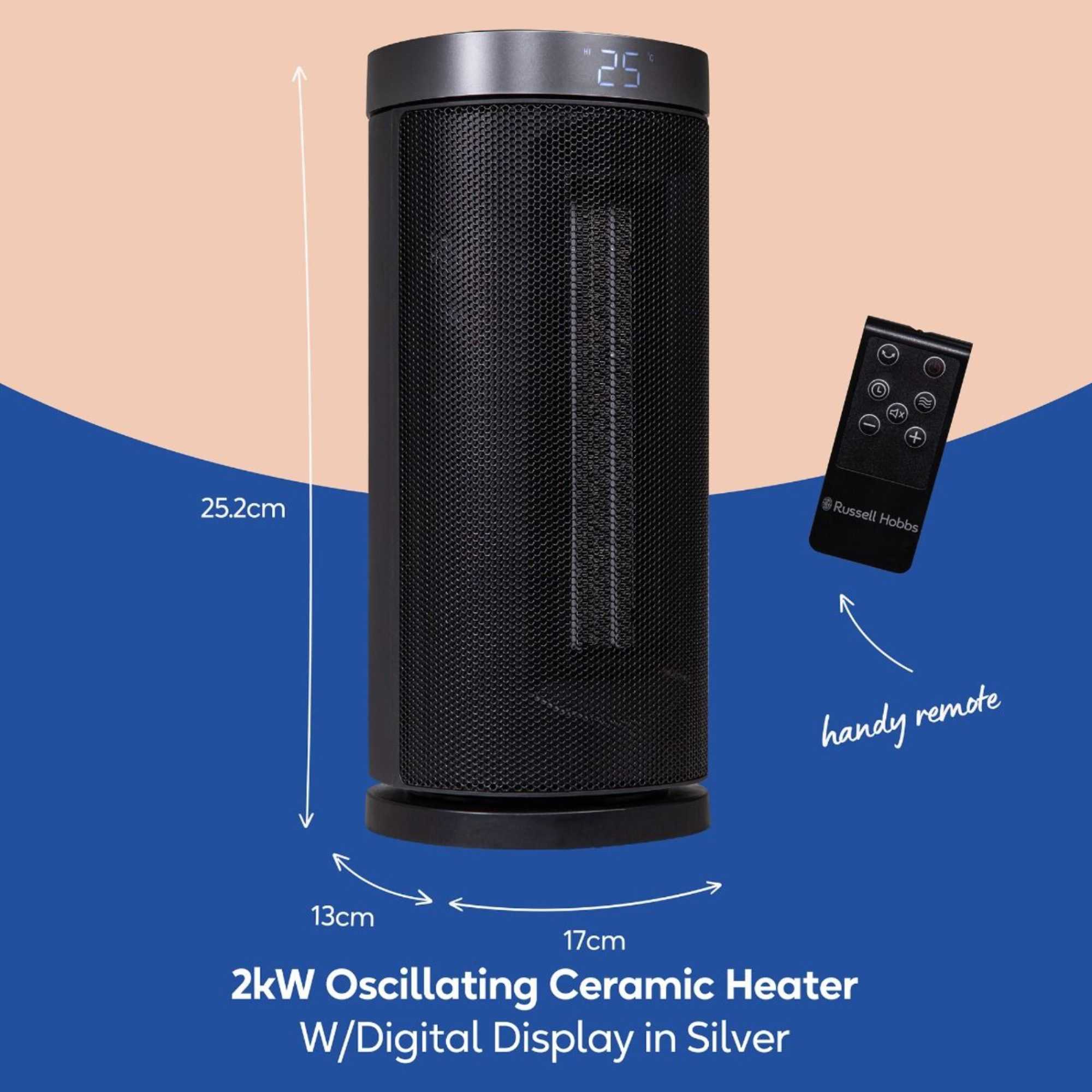 RHCTH2001S Portable Ceramic Fan Heater Black & Silver