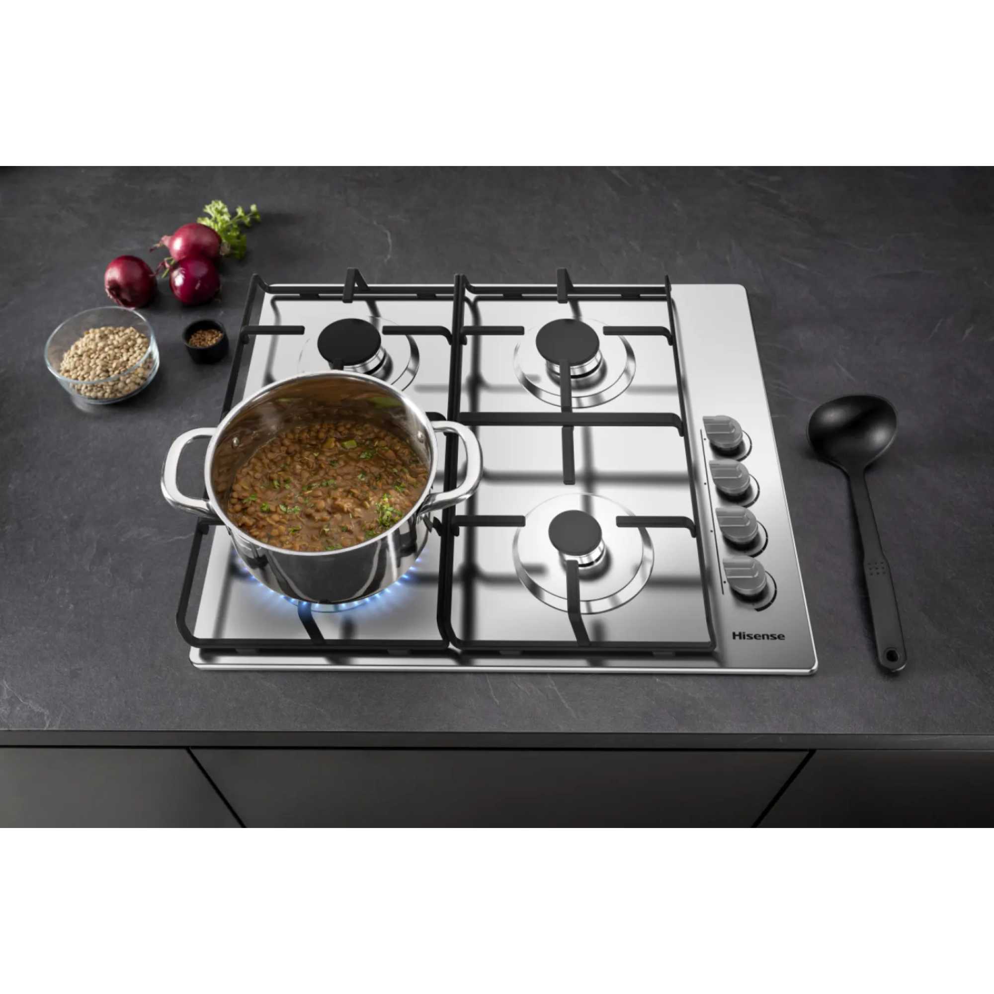 GM642XHS 60cm 4 Burner Gas Hob - Stainless Steel