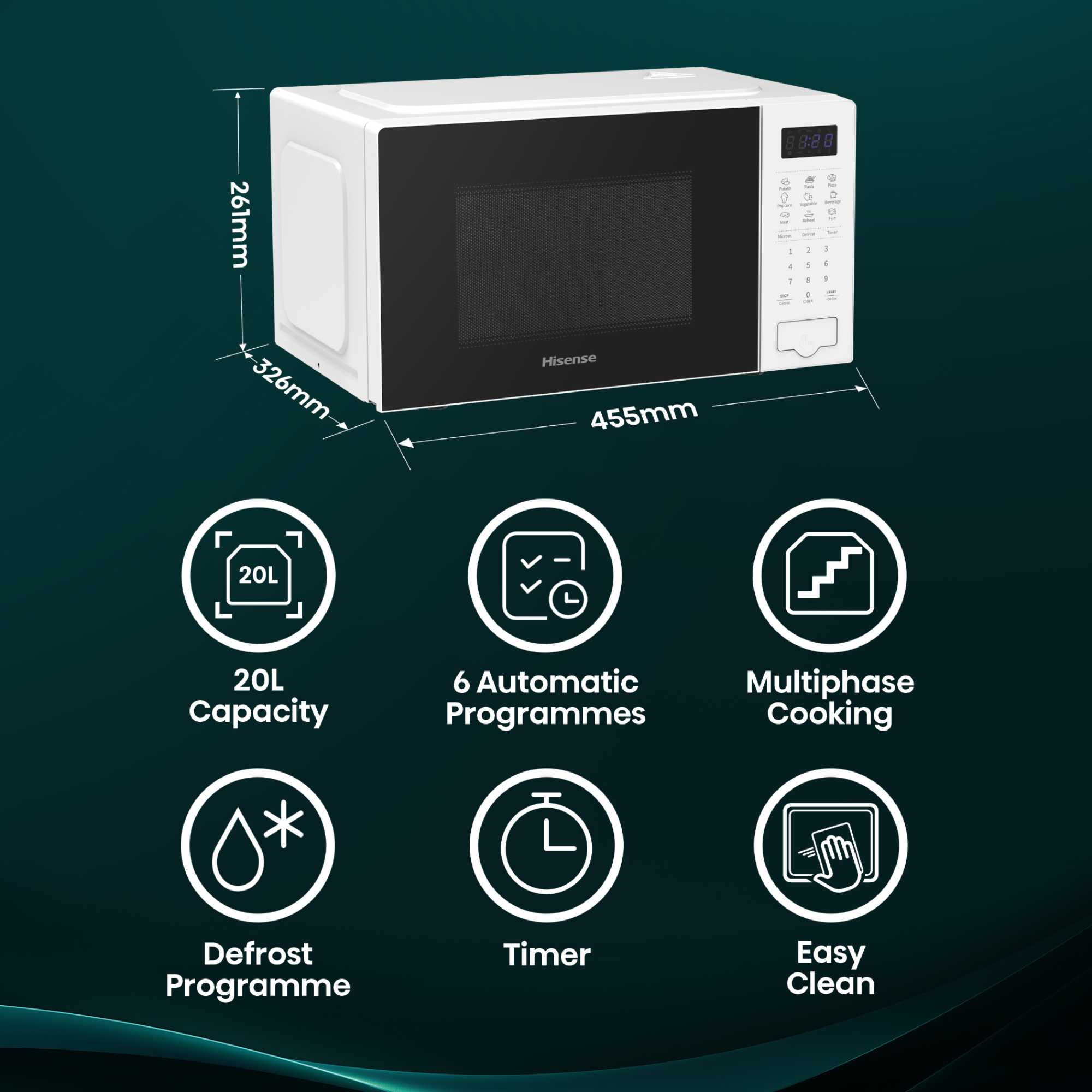 H20MOWS4UK 20L 700W Microwave - White