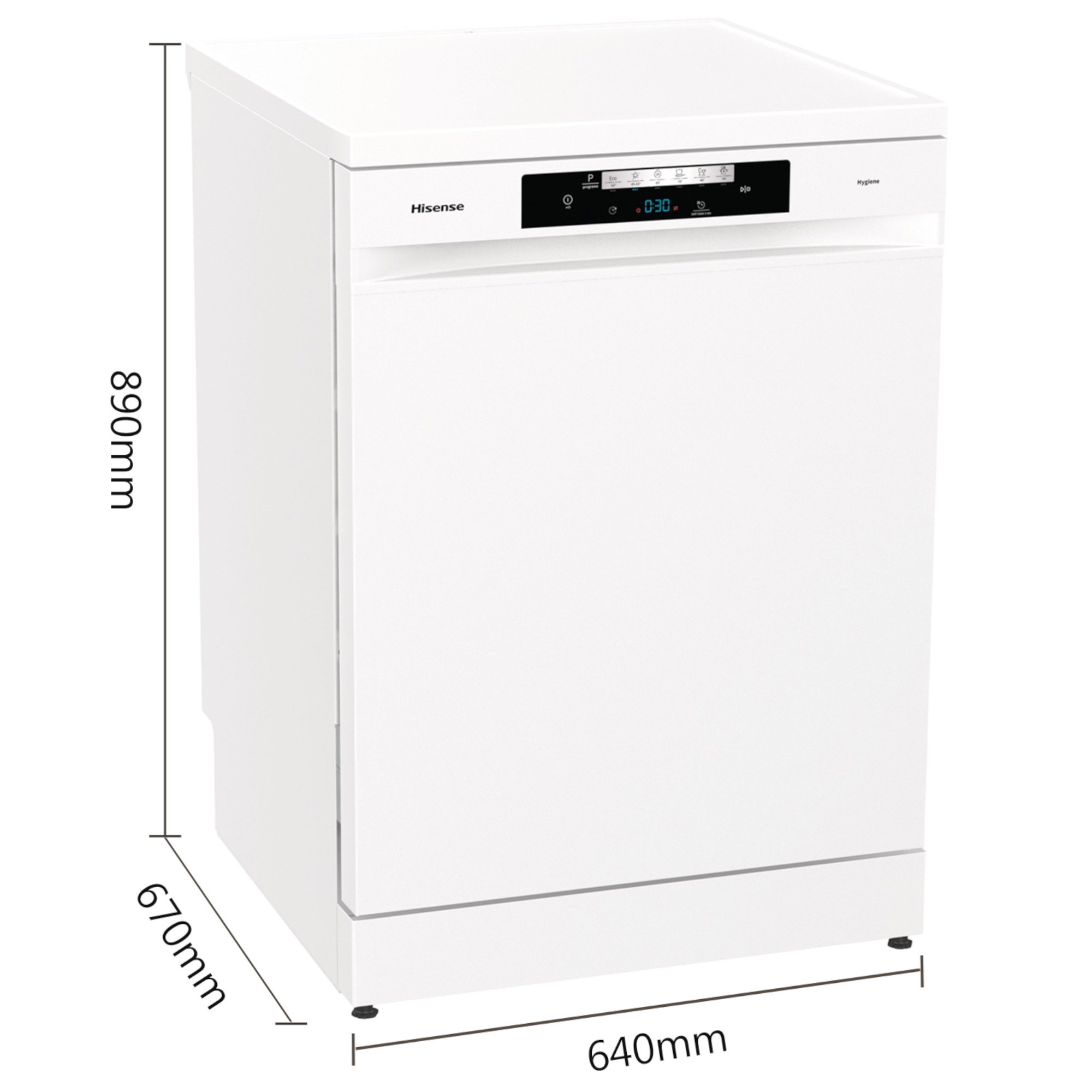 Hisense HS643D60WUK 16 Place Setting Freestanding Dishwasher White