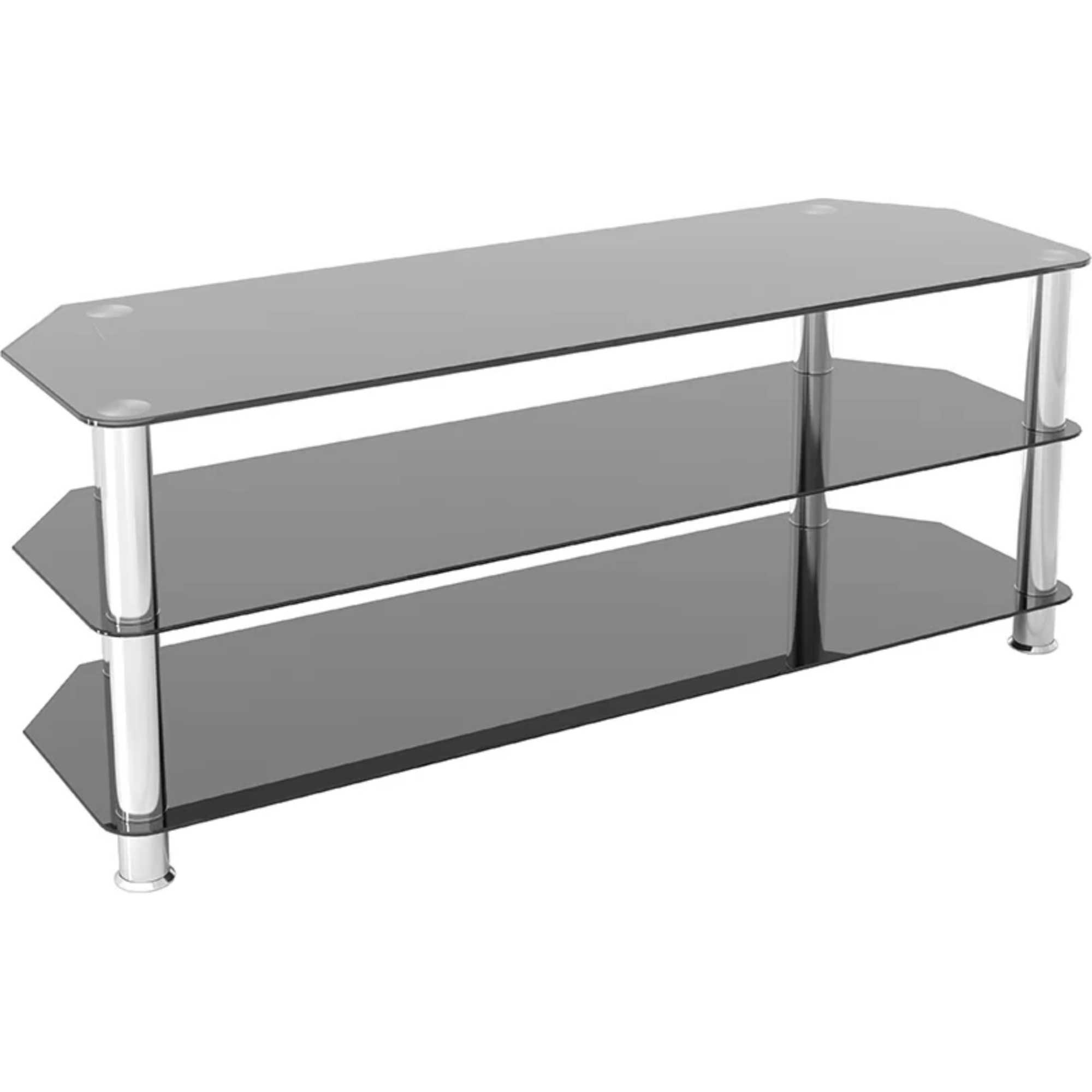 SDC1250 125cm Glass Corner TV Stand - Black & Chrome