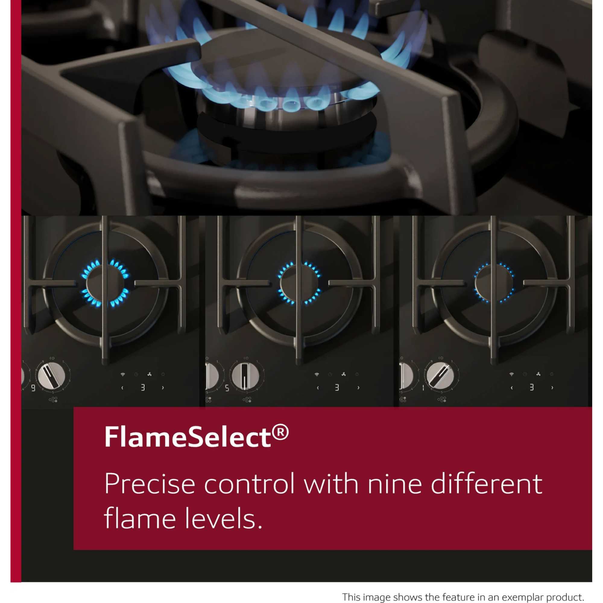 T29RHS4S0 Flame Select 90cm 5 Burner Gas Hob - Black