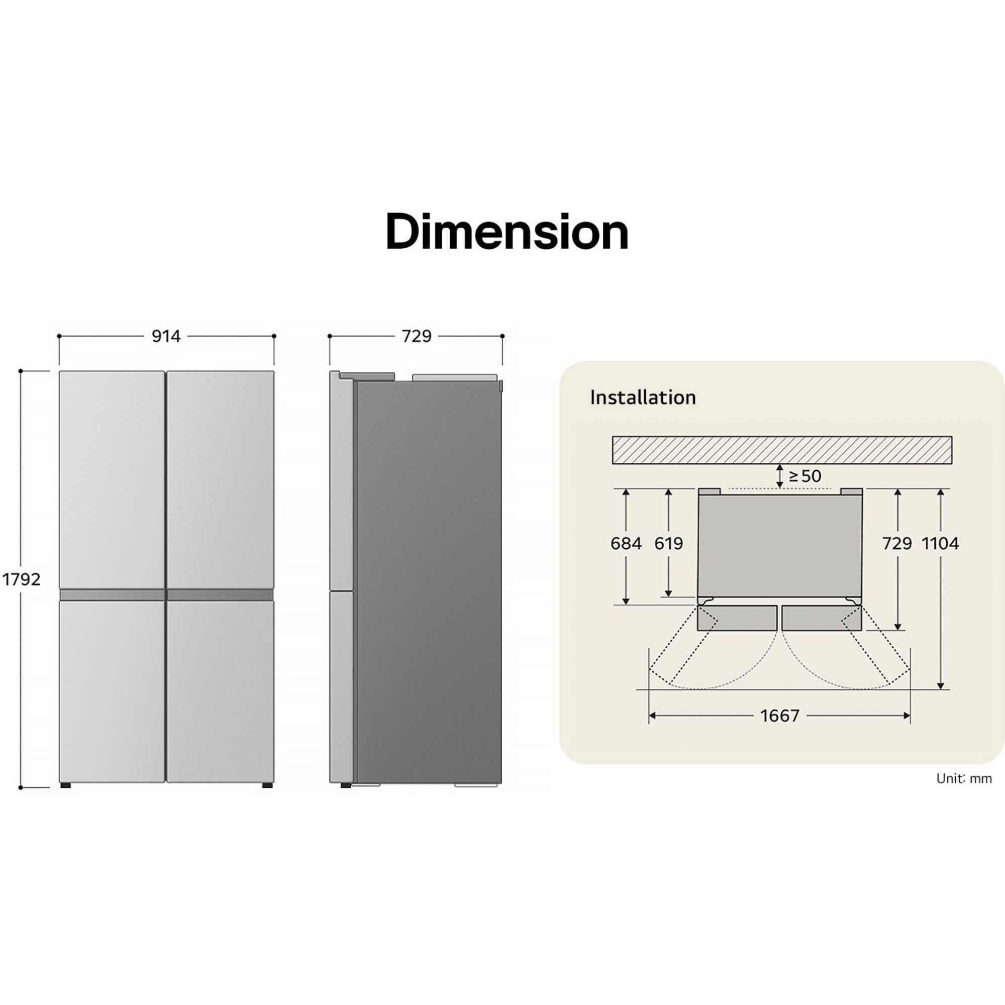 GML960PYFE 637L American Style Fridge Freezer with No Frost