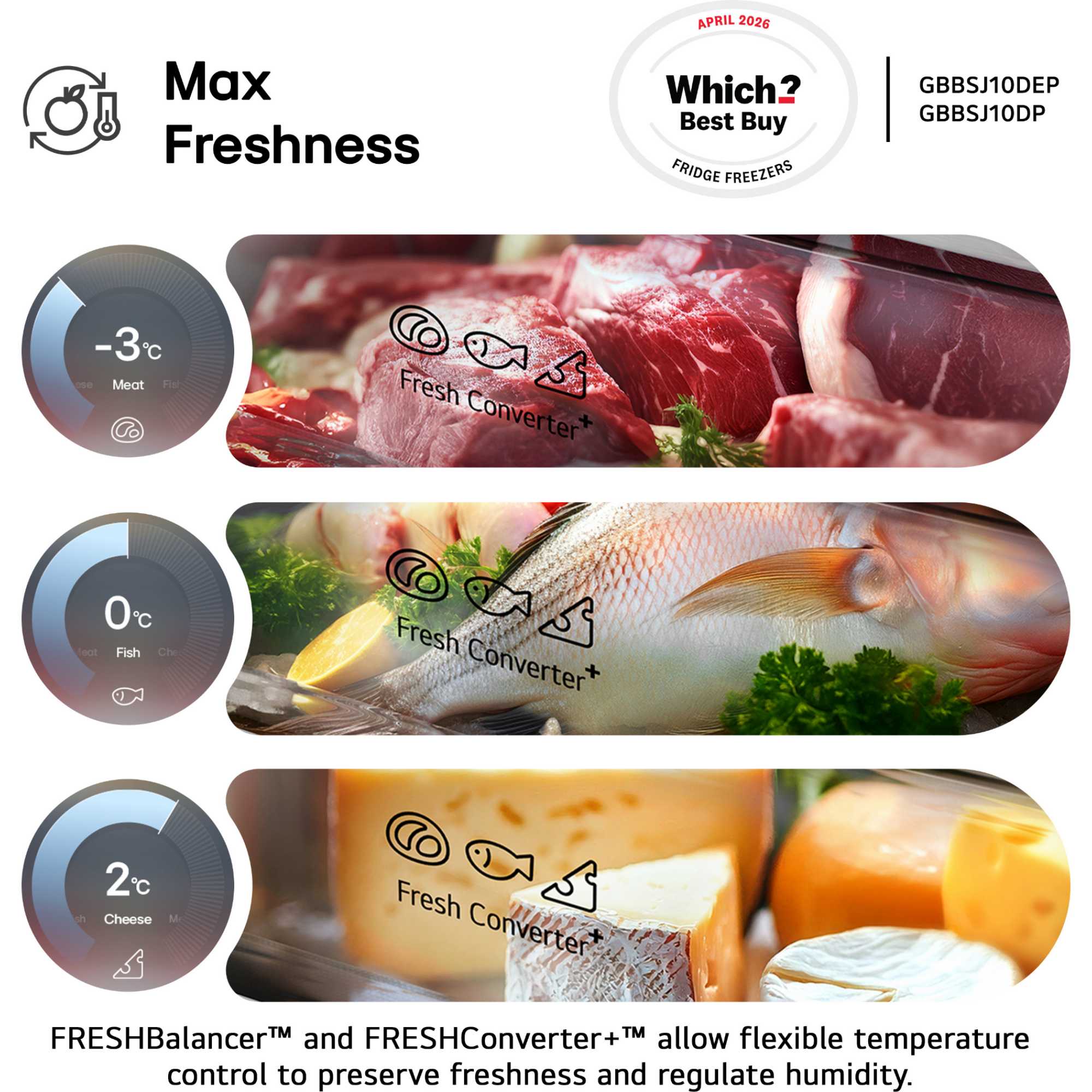 Fit & Max Fridge Freezer 60/40 Total No Frost - Silver - GBBSJ10DPY