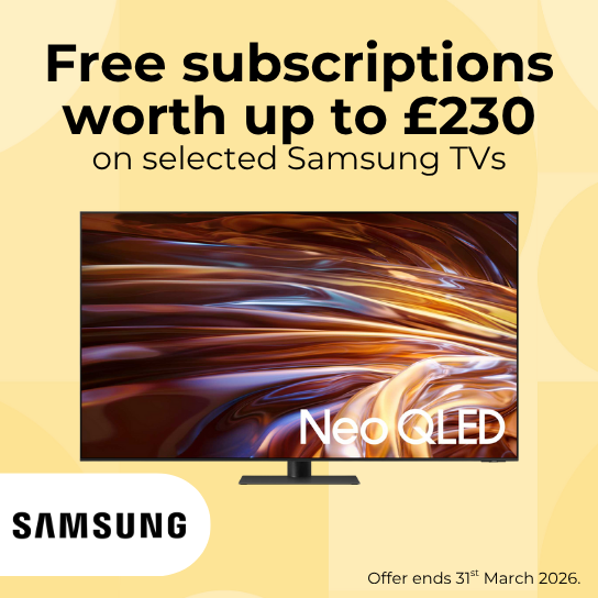 Claim free subscriptions worth up to £230 on selected Samsung TVs